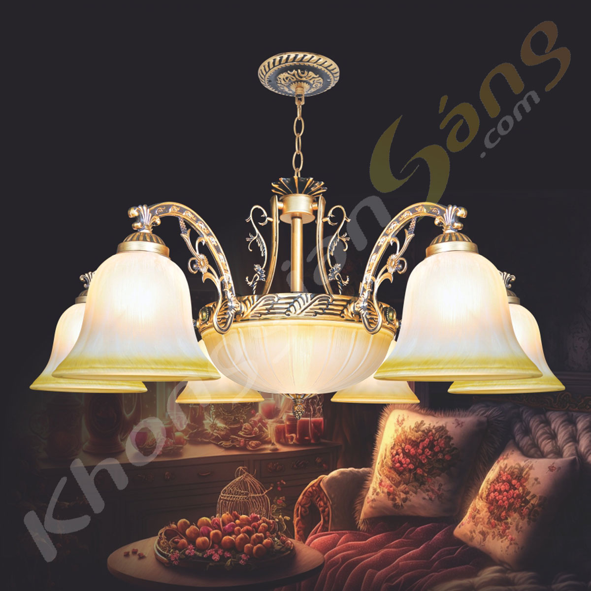 ĐÈN CHÙM CỔ ĐIỂN (PHI 800mm x H600mm) KGC-075/6