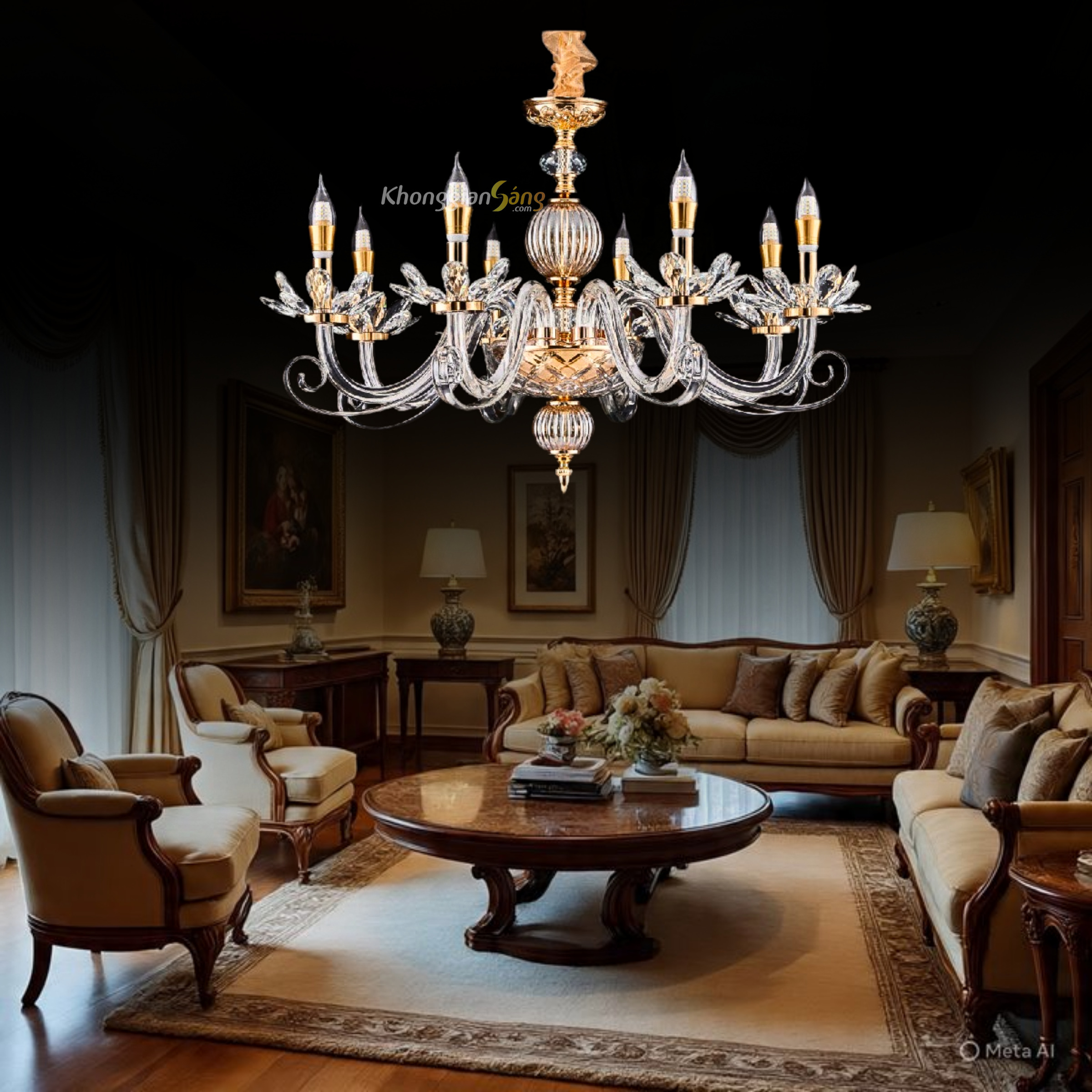 ĐÈN CHÙM NẾN (D700mm x H550mm) CNQT-420