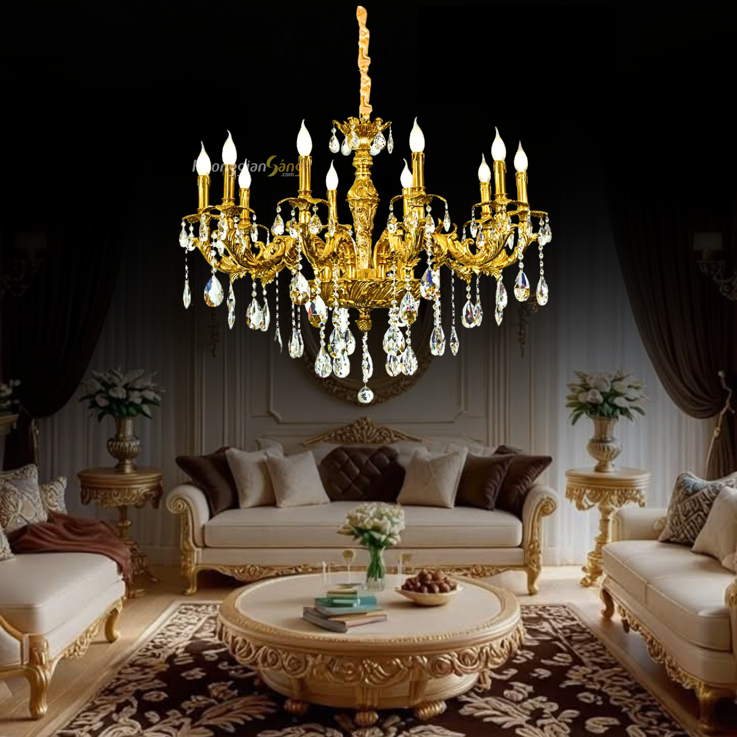 ĐÈN CHÙM ĐỒNG (D850mm x H1000mm) Phedra-01