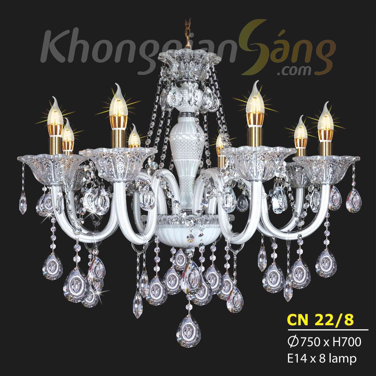 ĐÈN CHÙM NẾN (PHI 750mm x H700mm) KTD-CN22/8