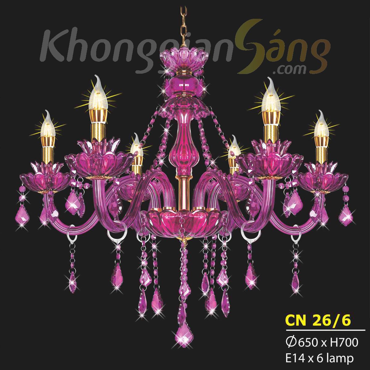 ĐÈN CHÙM NẾN (PHI 650mm x H700mm) KTD-CN26/6