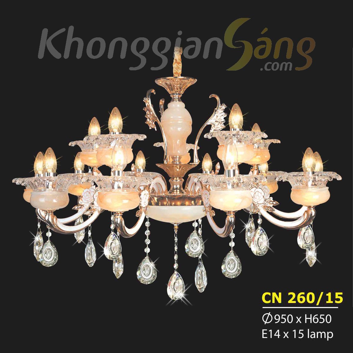 ĐÈN CHÙM NẾN (PHI 950mm x H650mm) KTD-CN260/15