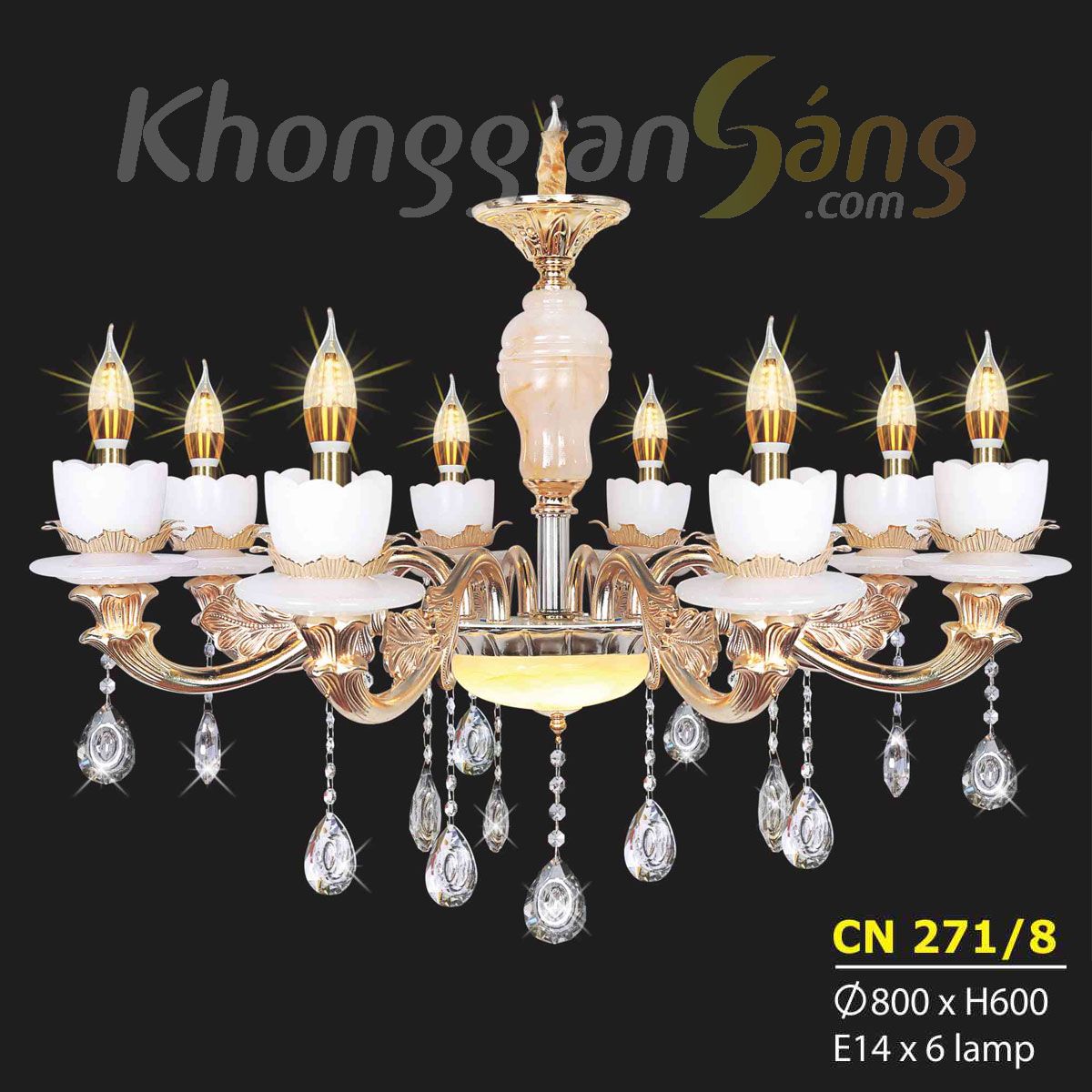 ĐÈN CHÙM NẾN (PHI 800mm x H600mm) KTD-CN271/8