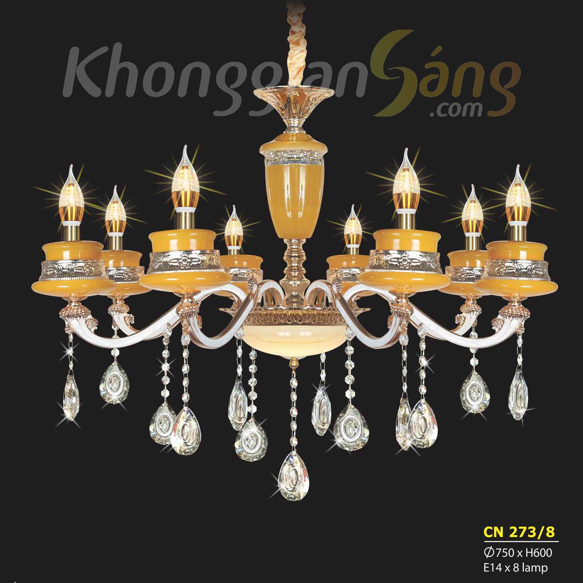 ĐÈN CHÙM NẾN (PHI 750mm x H600mm) KTD-CN273/8