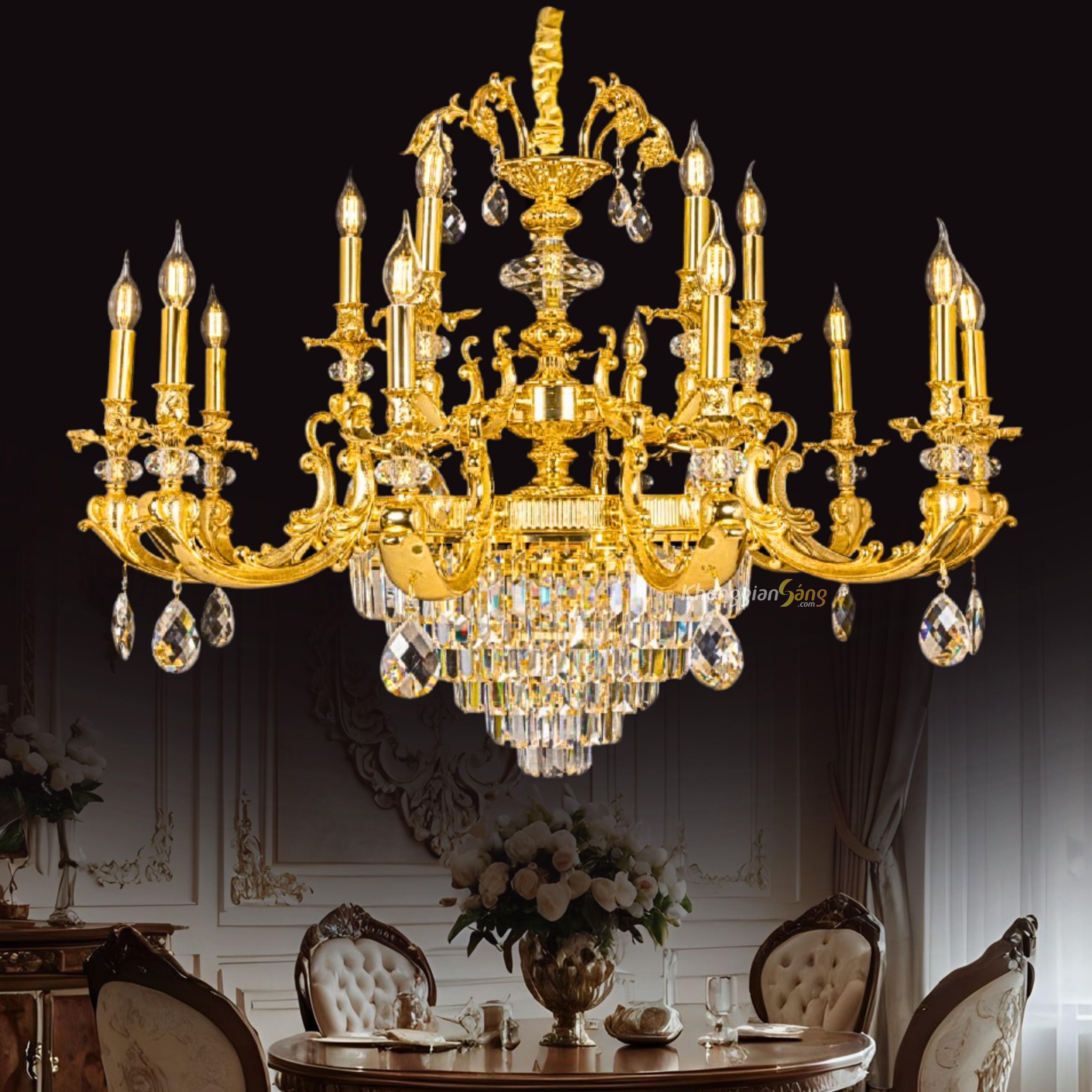 ĐÈN CHÙM NẾN (D900mm x H850mm) CNQT-224