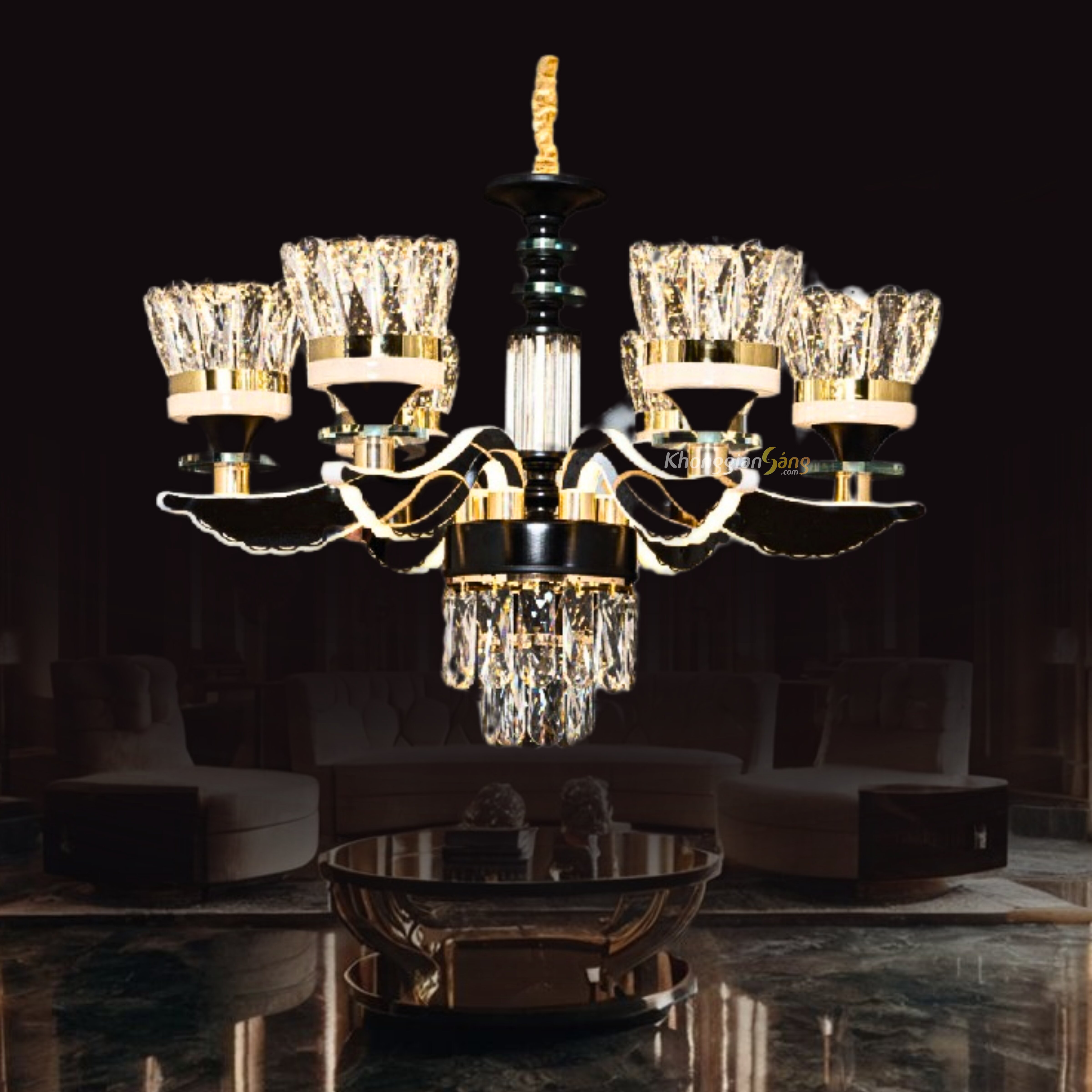 ĐÈN CHÙM PHA LÊ (D650mm x H850mm) CNQT-298