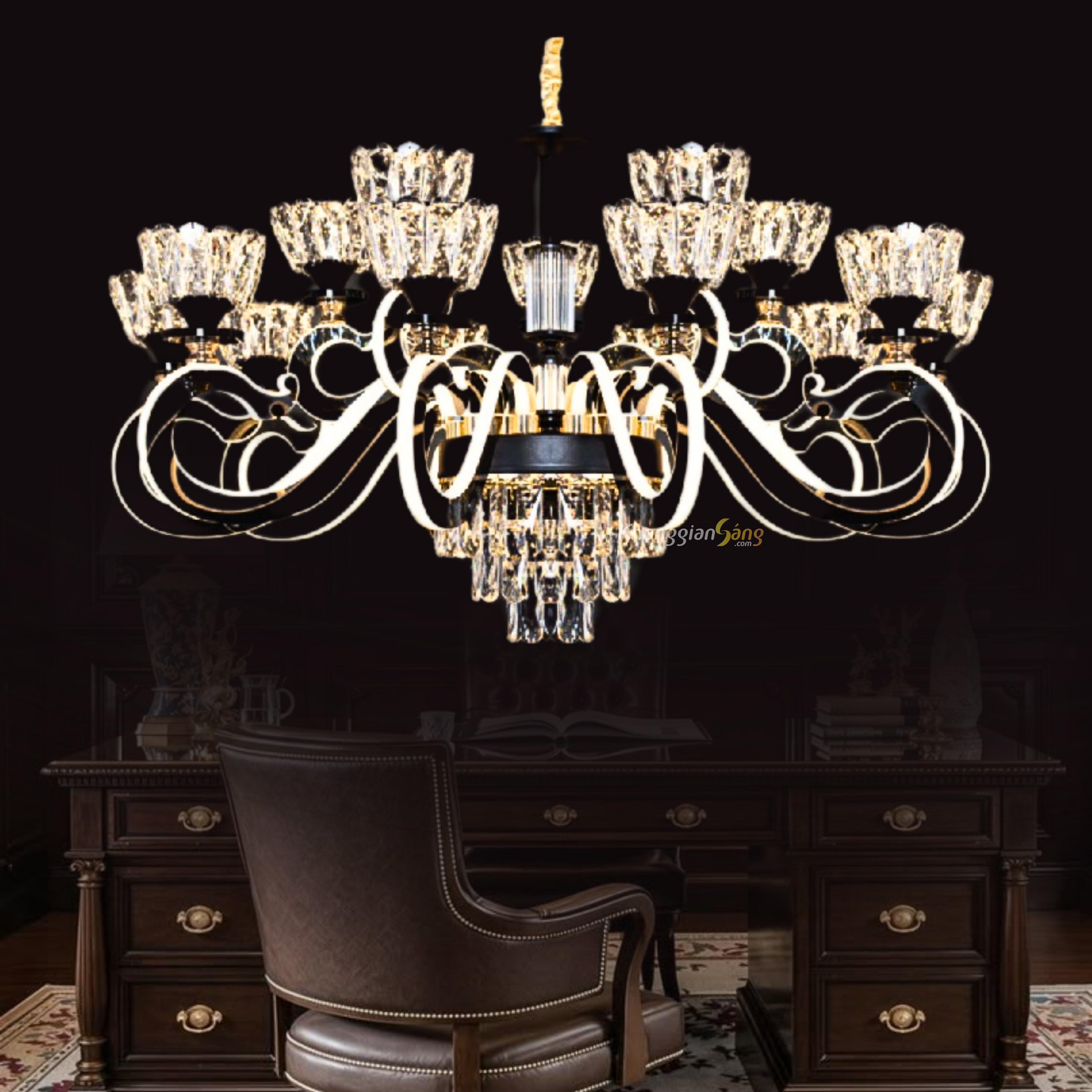 ĐÈN CHÙM PHA LÊ (D950mm x H1050mm) CNQT-309