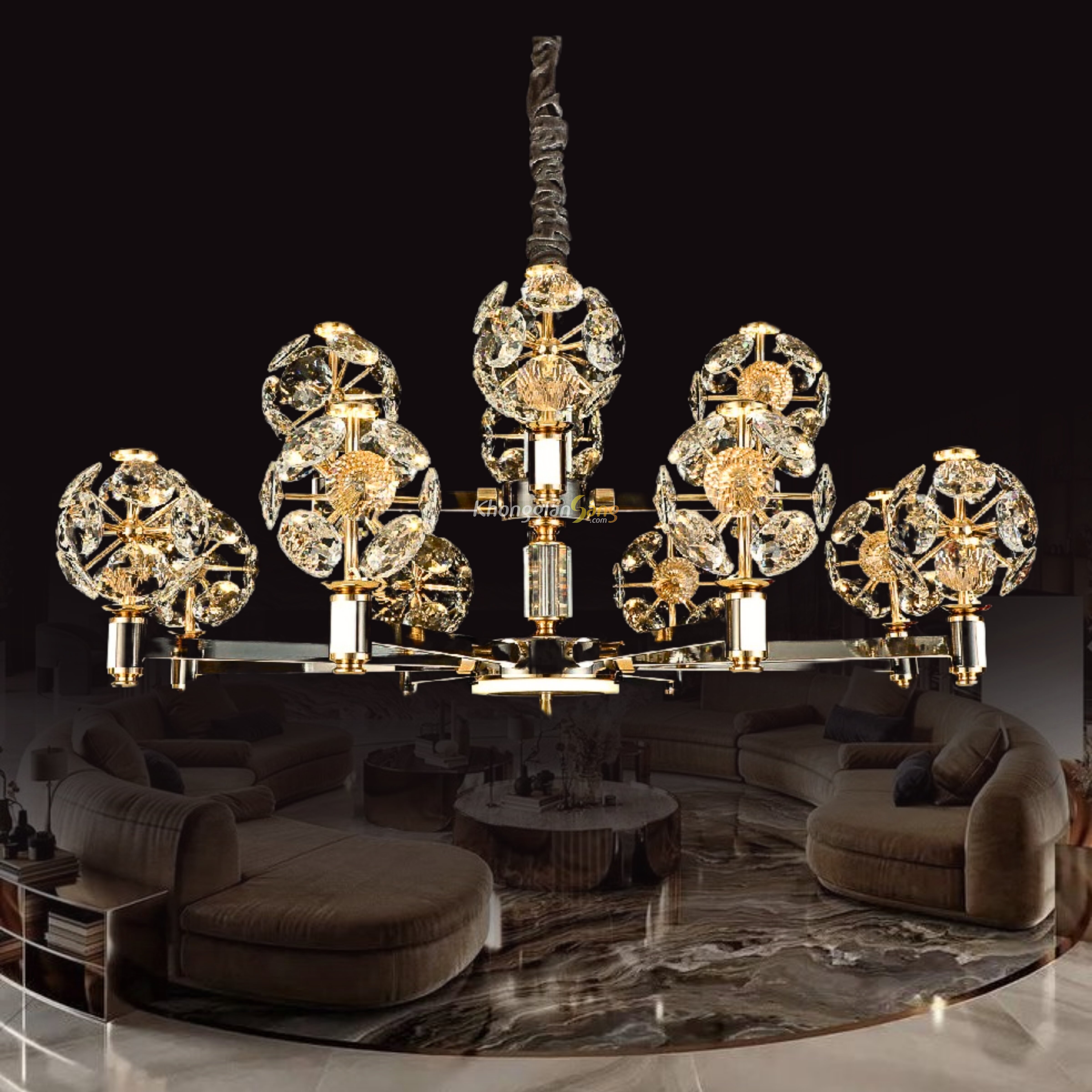 ĐÈN CHÙM PHA LÊ (D950mm x H450mm) CNQT-391