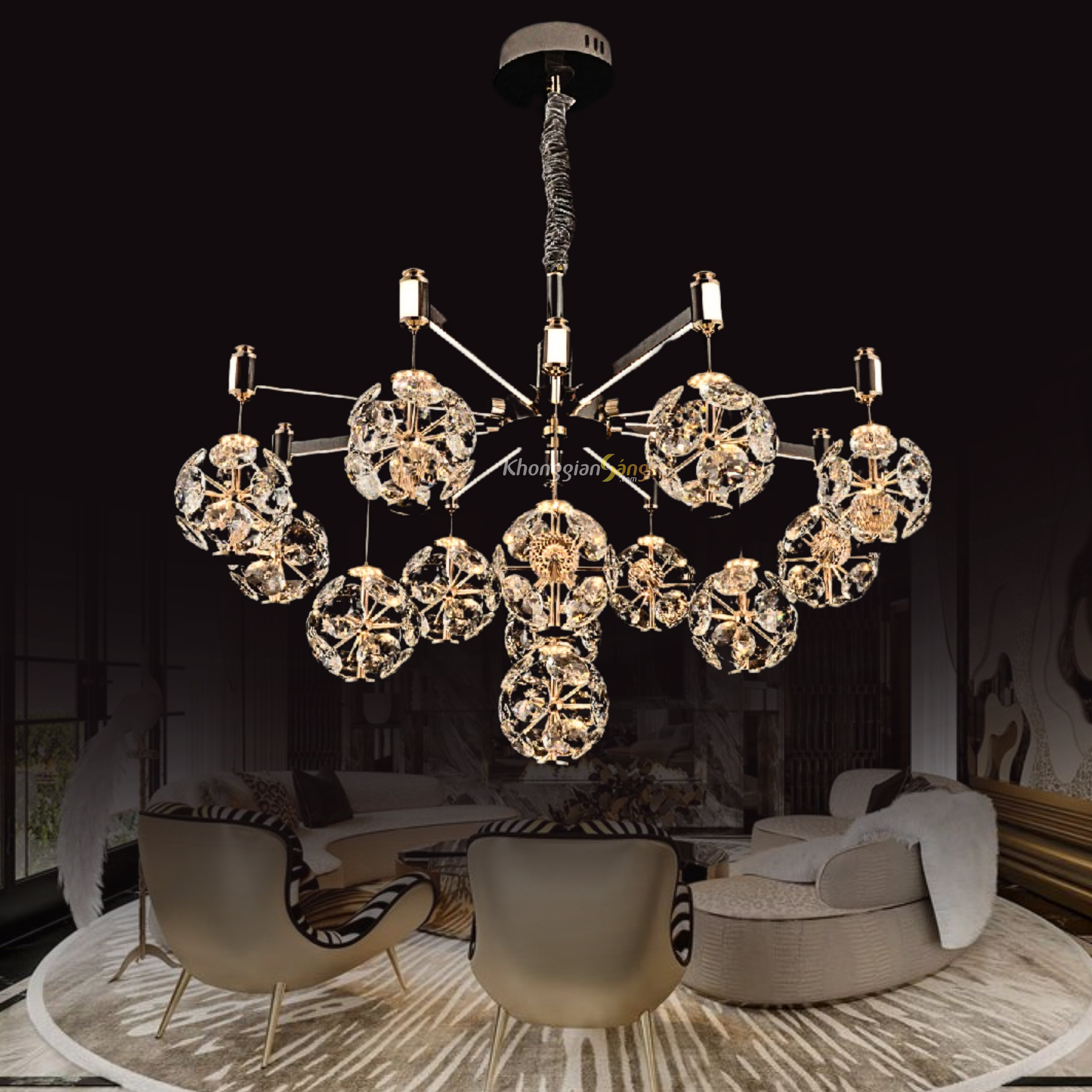 ĐÈN CHÙM PHA LÊ (D980mm x H450m) CNQT-394