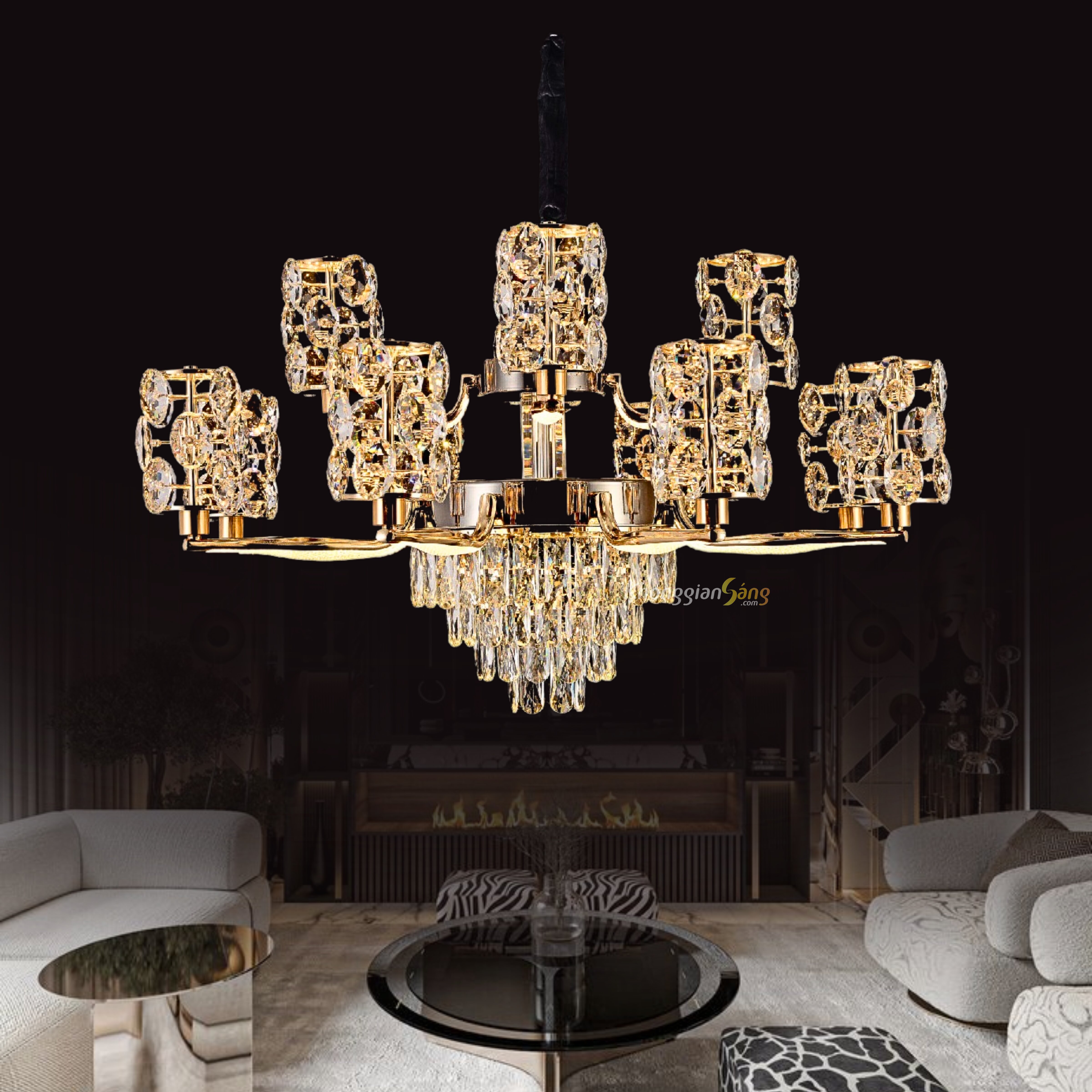 ĐÈN CHÙM PHA LÊ (D980mm x H450mm) CNQT-431