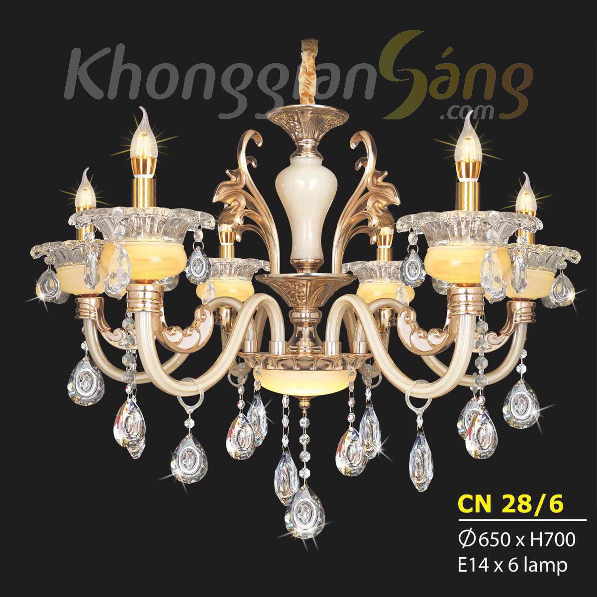 ĐÈN CHÙM NẾN (PHI 650mm x H700mm) KTD-CN28/6