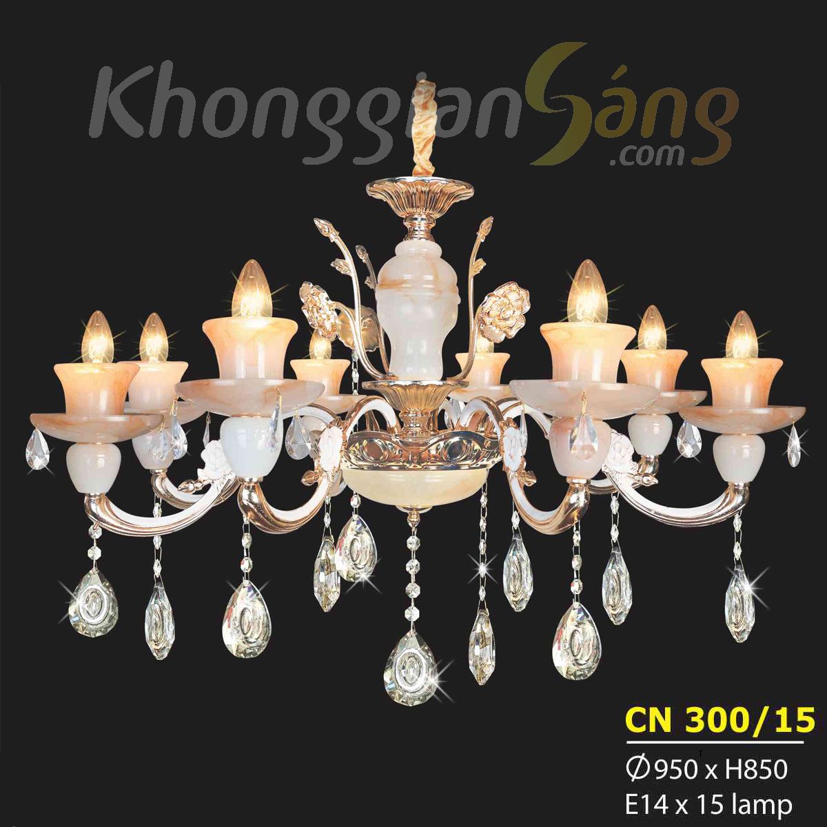 ĐÈN CHÙM NẾN (PHI 950mm x H850mm) KTD-CN300/15