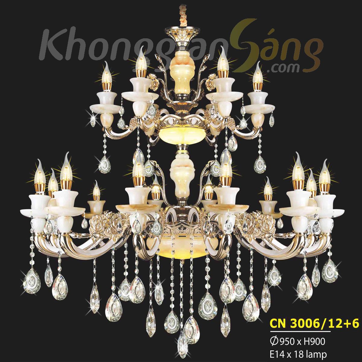 ĐÈN CHÙM NẾN (PHI 950mm x H900mm) KTD-CN3006/18