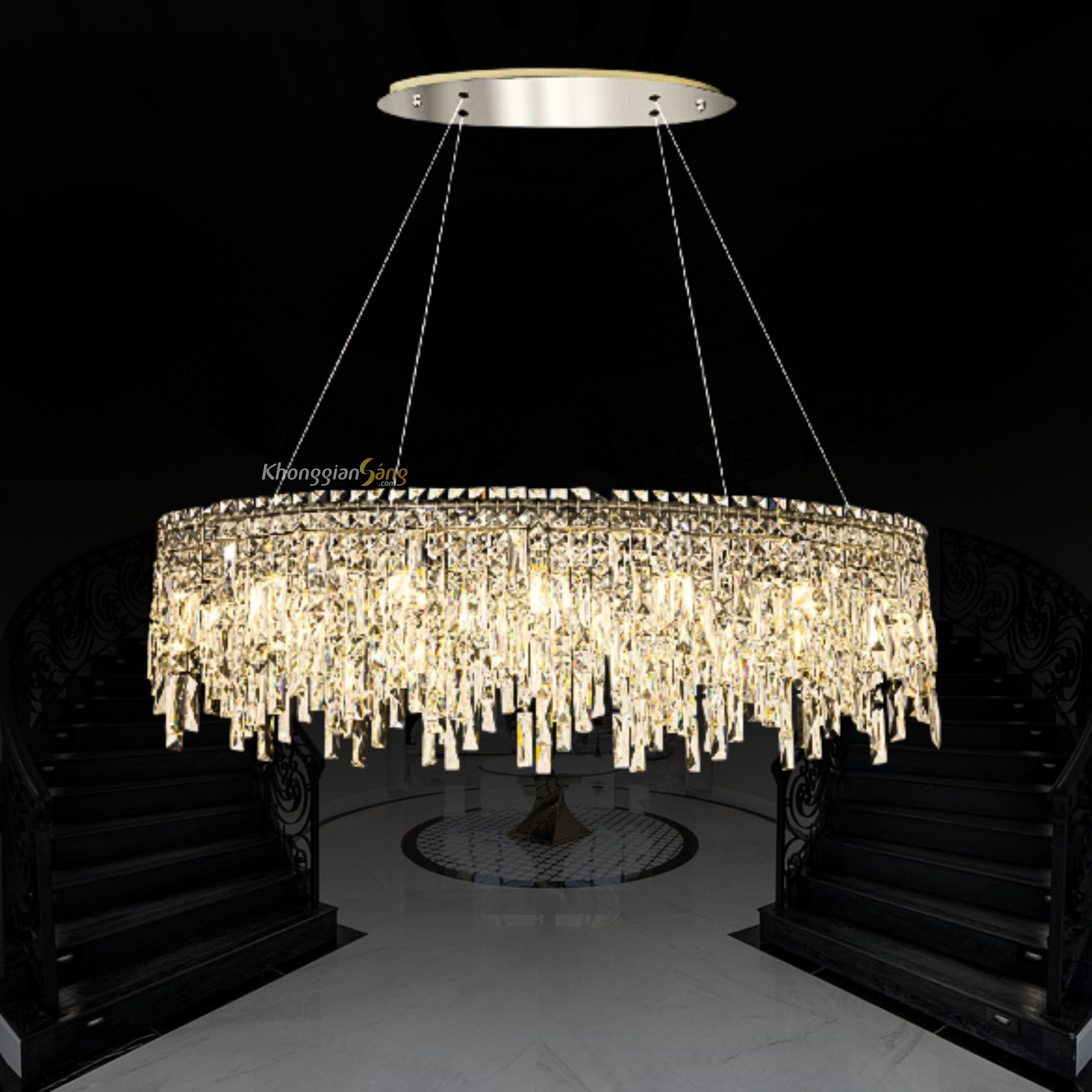 ĐÈN CHÙM PHA LÊ (N1000mm x R350mm x H1000mm) TH-8505