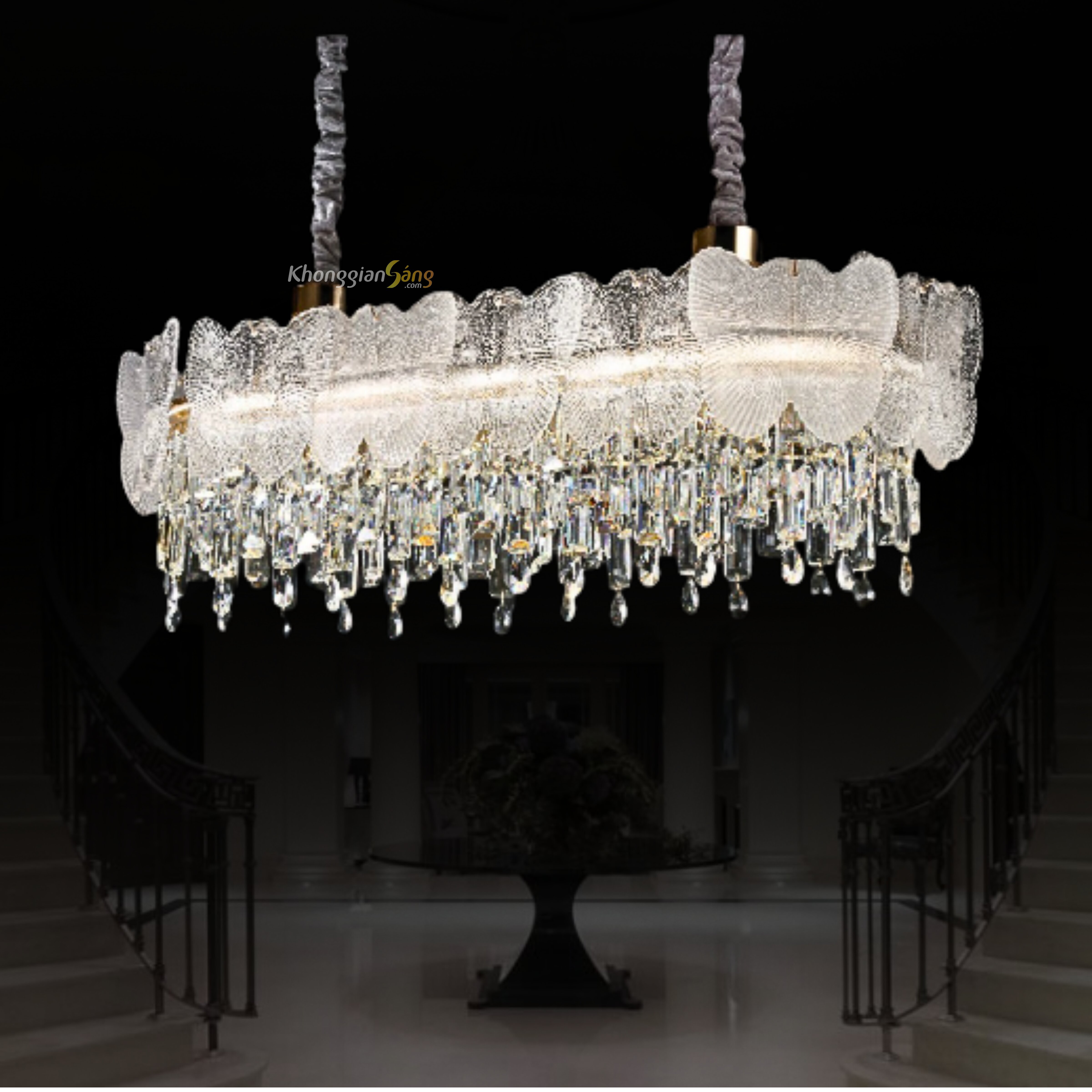 ĐÈN CHÙM PHA LÊ (N900mm x R300mm x H900mm) TH-8524