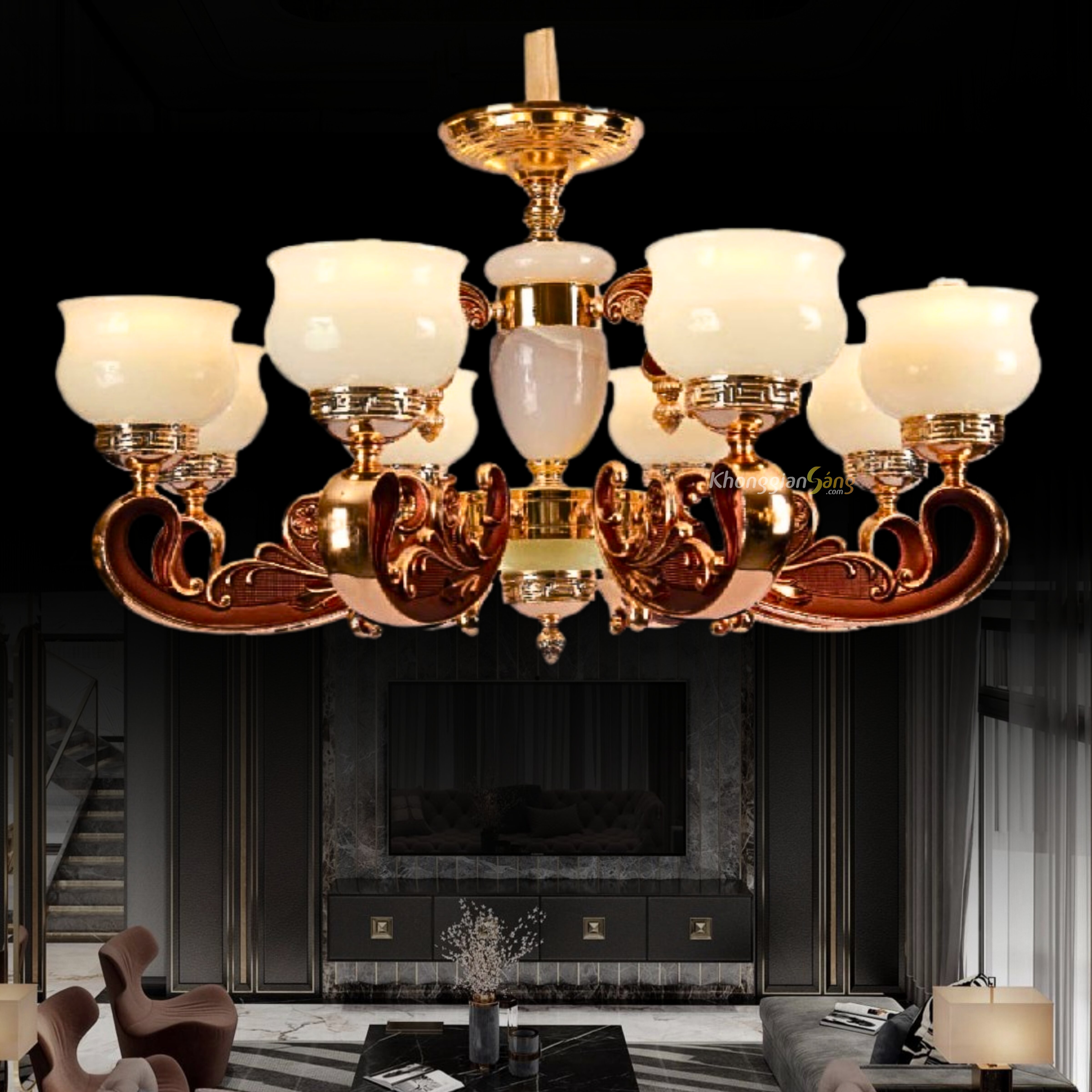 ĐÈN CHÙM NẾN (D600mm x H900mm) CNQT-104