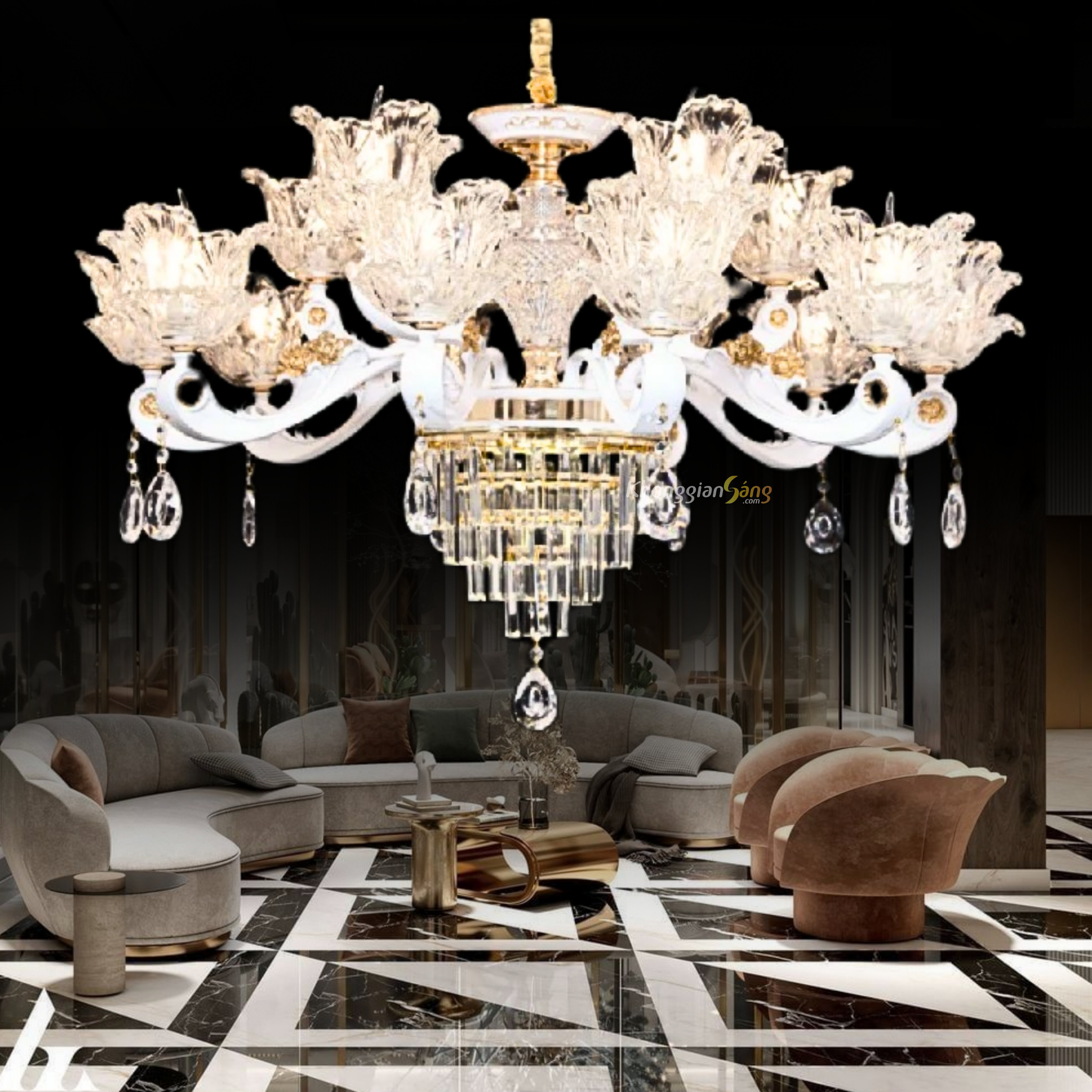 ĐÈN CHÙM NẾN (D900mm x H850mm) CNQT-248