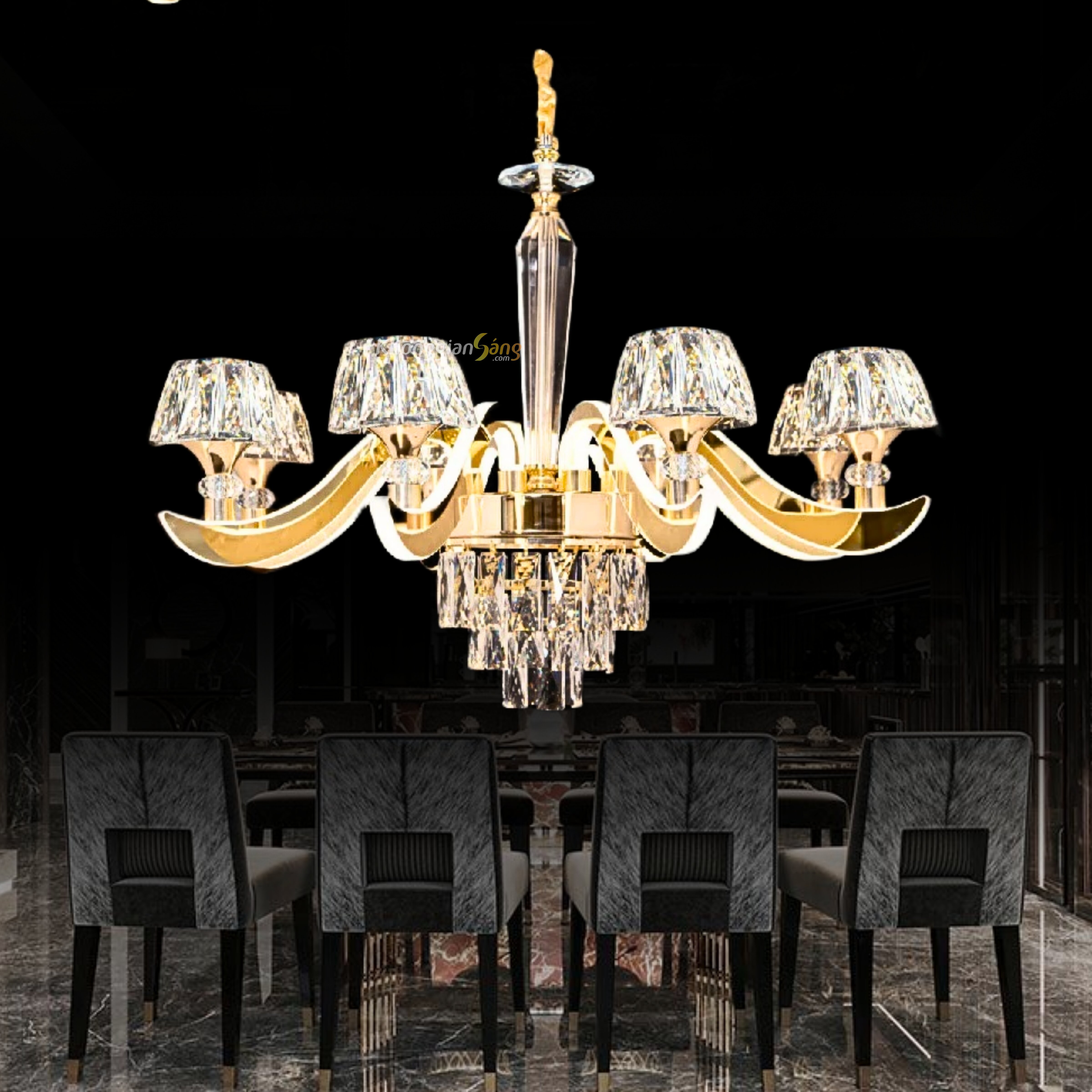 ĐÈN CHÙM PHA LÊ (D800mm x H900mm) CNQT-315