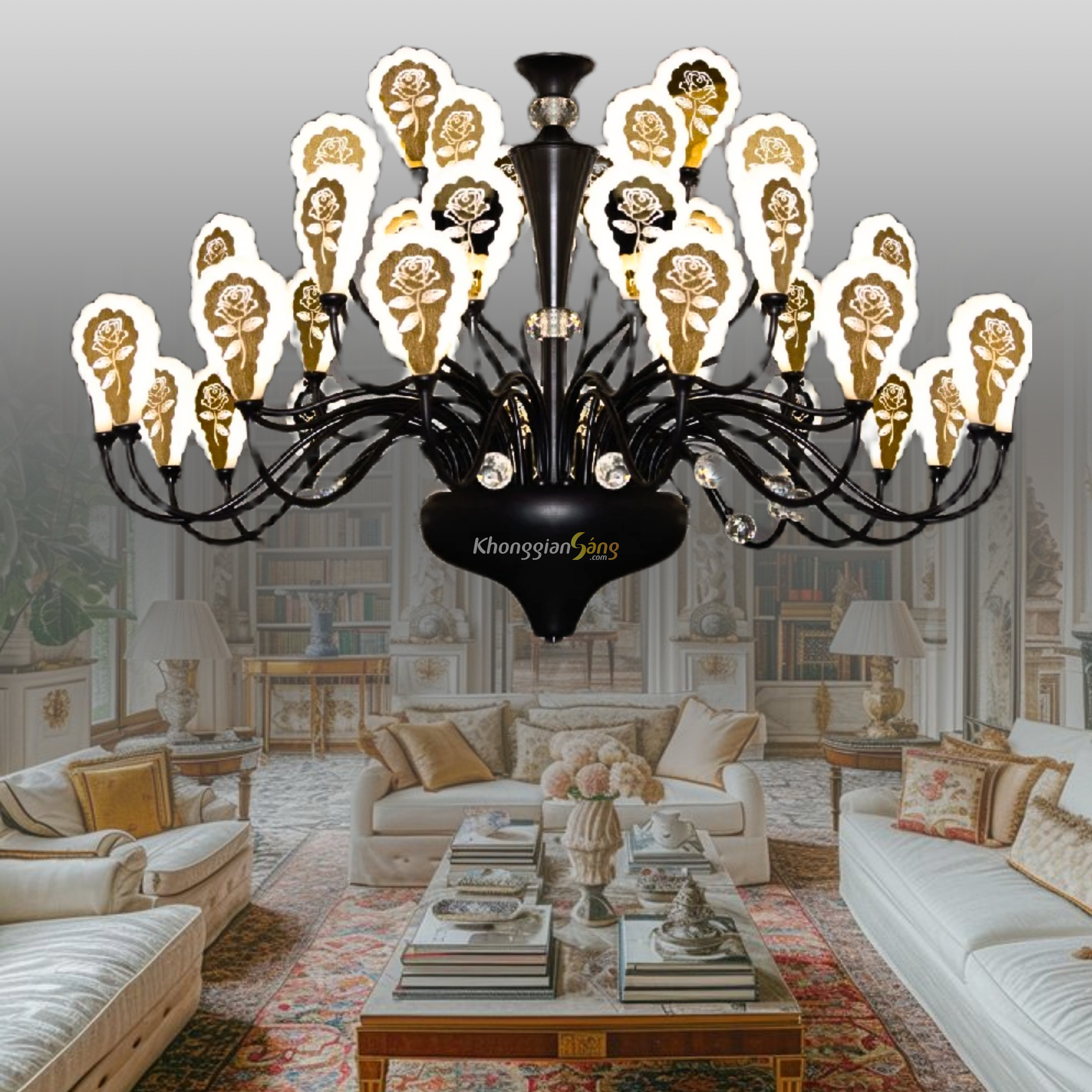 ĐÈN CHÙM PHA LÊ (D900mm x H1000mm) CNQT-68021/40