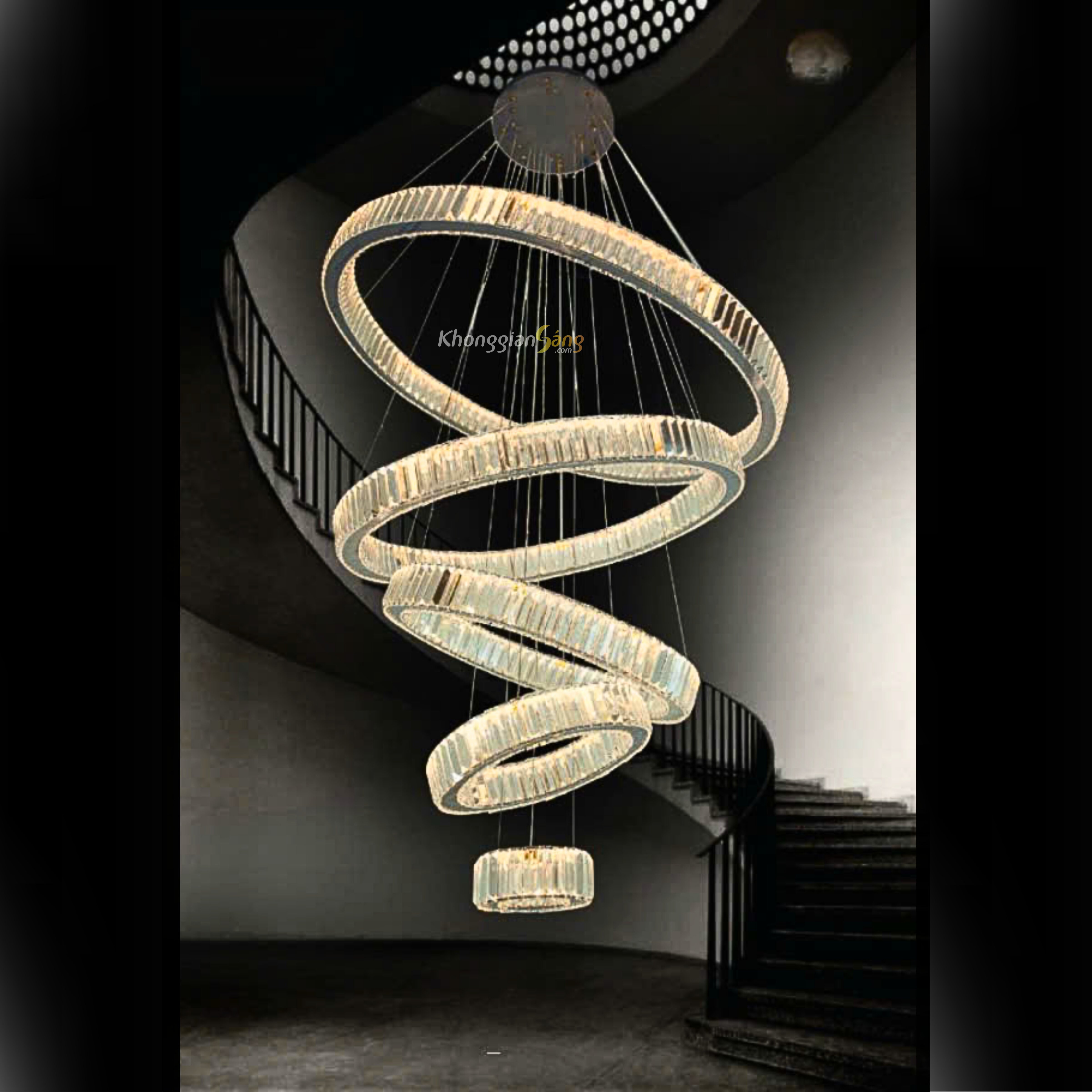 ĐÈN CHÙM THẢ (D200mm+D400mm+D600mm+800mm+1000mm x H2500mm) TH-8078-21