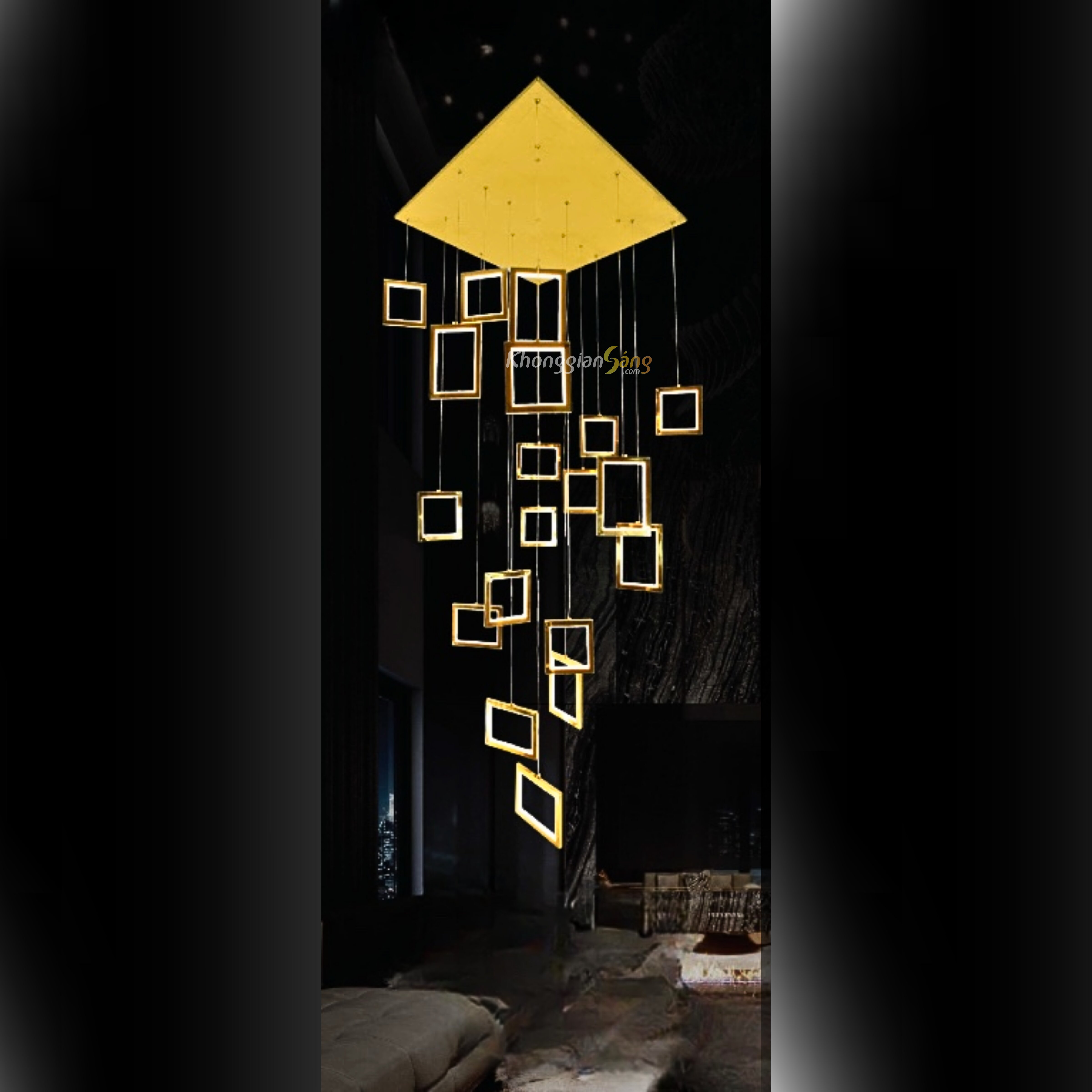 ĐÈN CHÙM THẢ (D750mm x H1100mm x R750mm) TH-8330