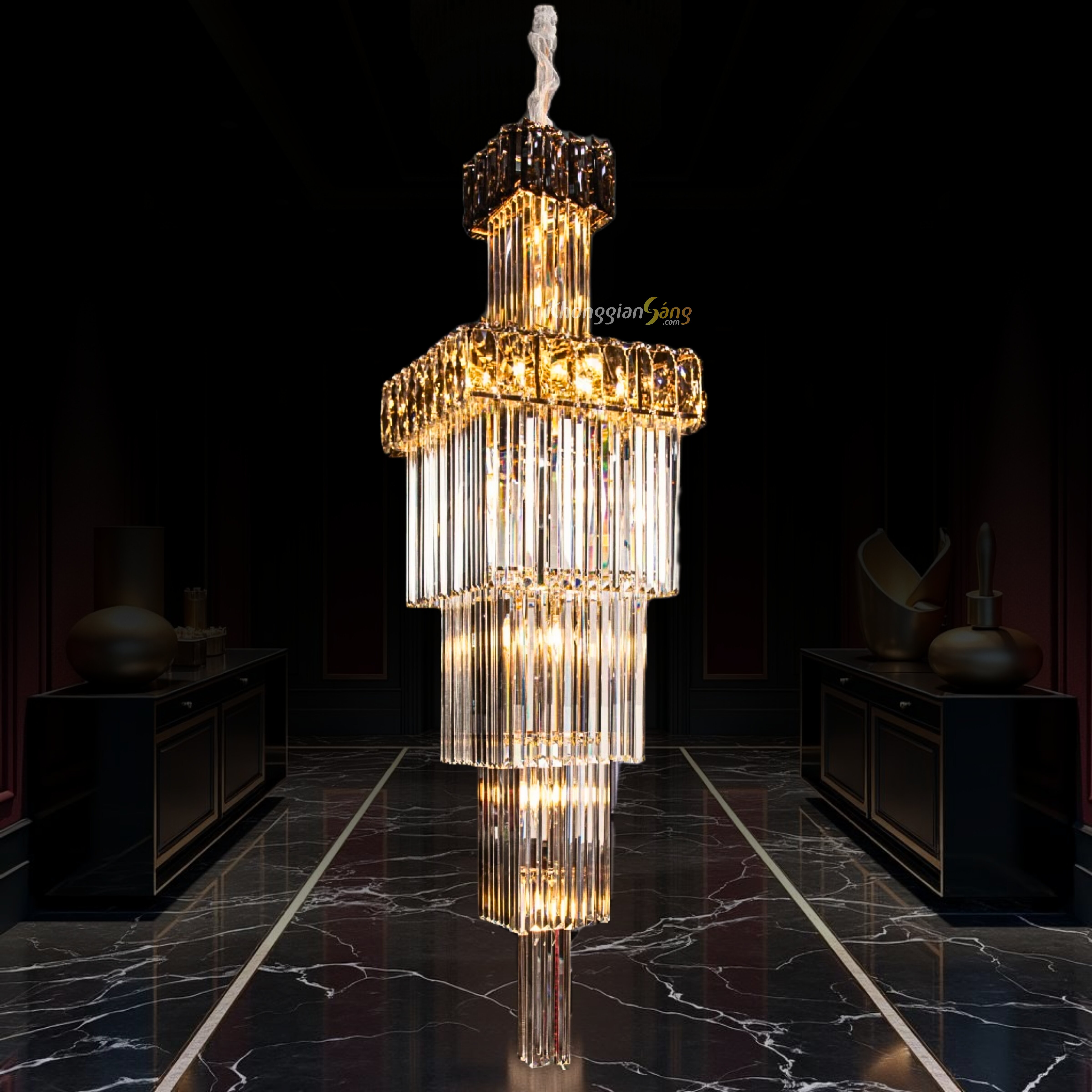 ĐÈN CHÙM THẢ (D500mm x H1800mm) TH-8379C / 5 tầng