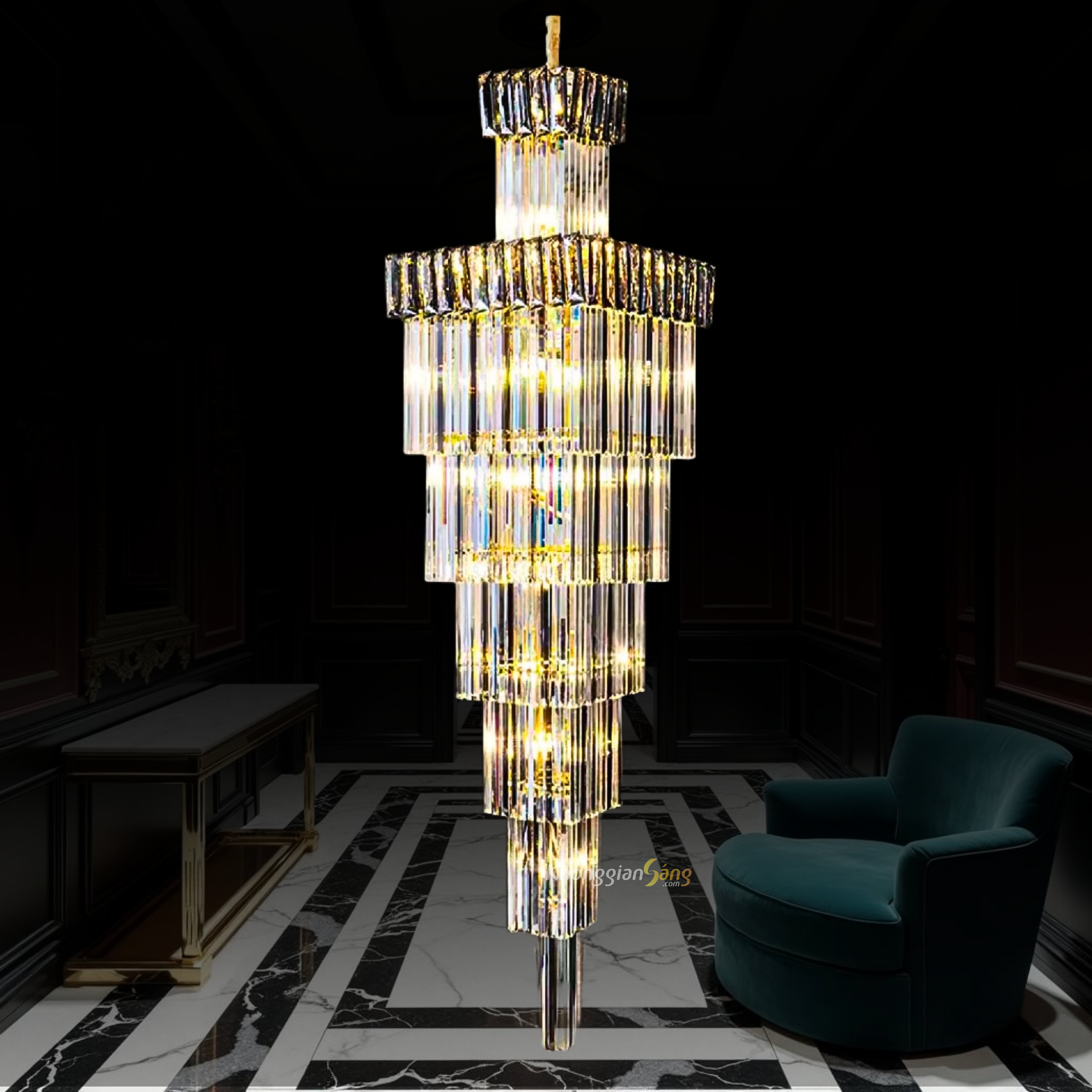 ĐÈN CHÙM THẢ (D500mm x H1800mm) TH-8379A / 5 tầng