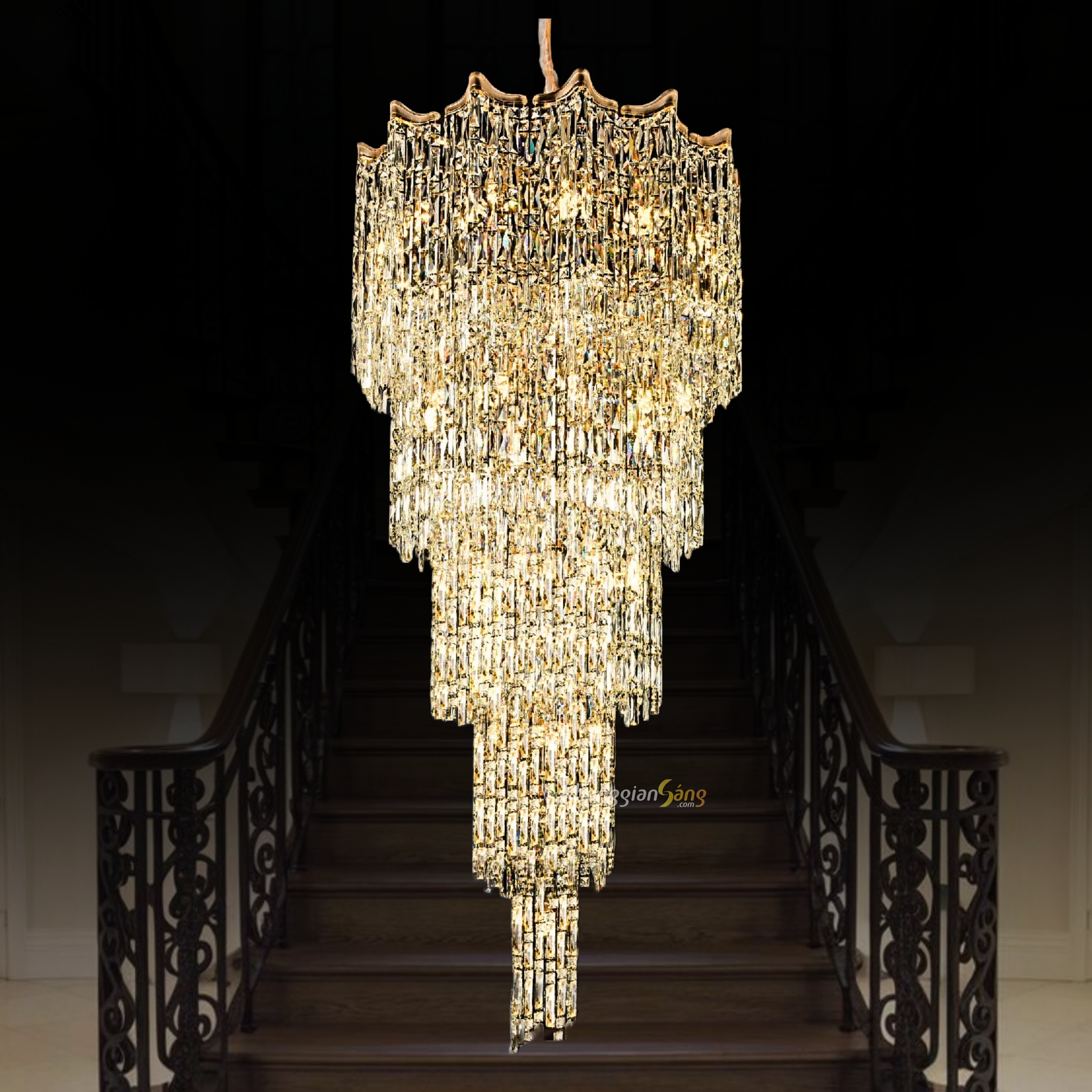 ĐÈN CHÙM PHA LÊ (D1000mm x H2200mm) TH-8494