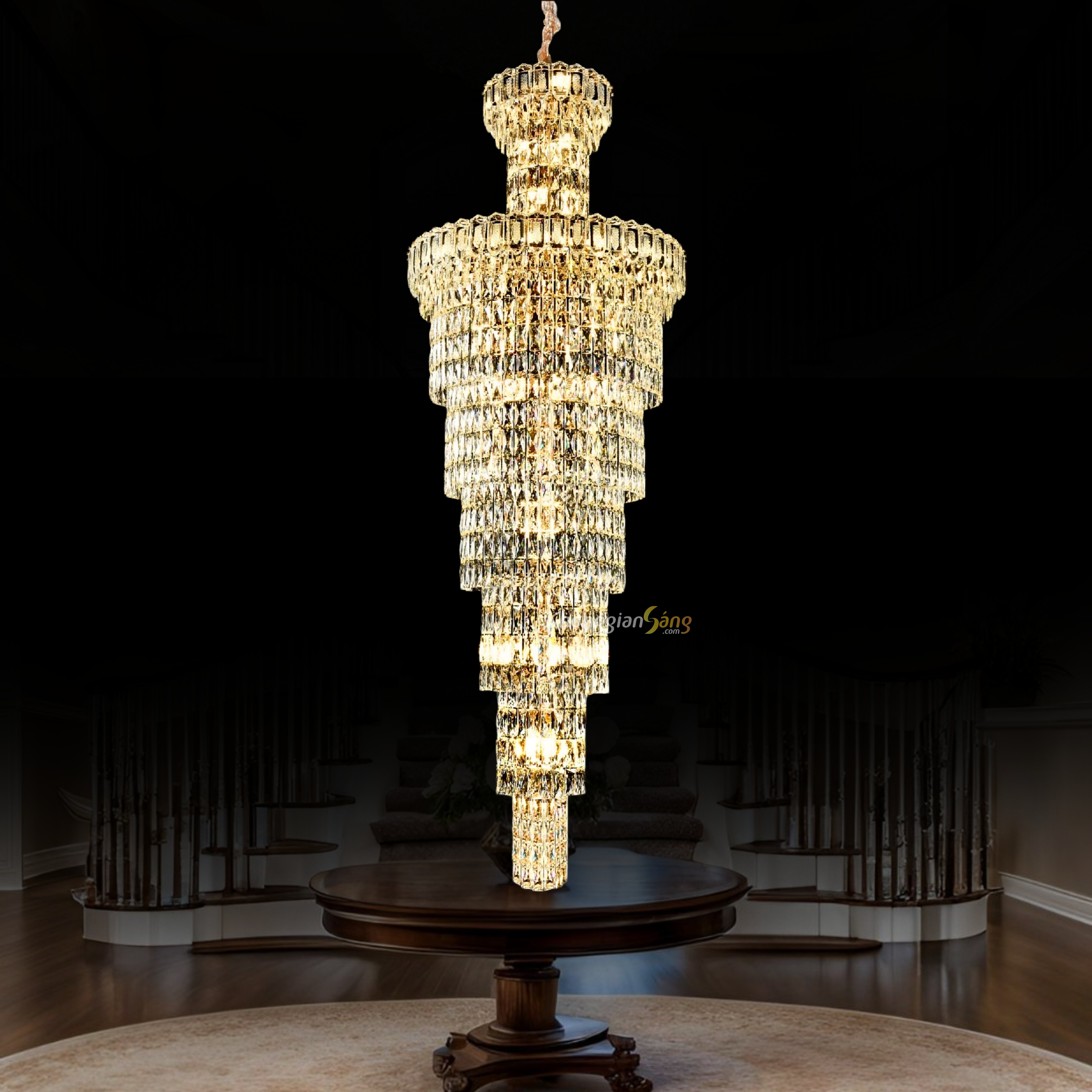 ĐÈN CHÙM PHA LÊ (D800mm x H2500mm) TH-8495