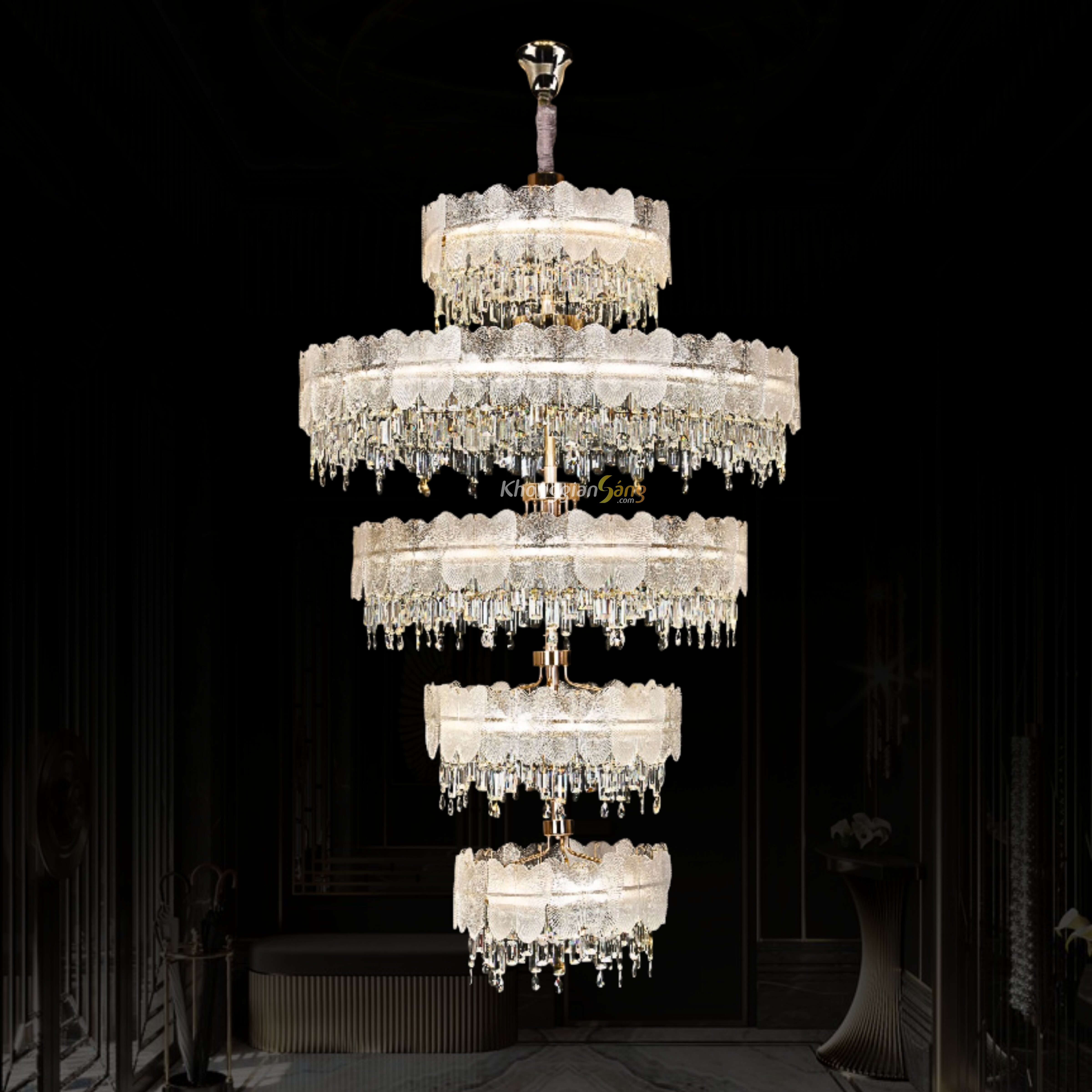 ĐÈN CHÙM PHA LÊ (D1200mm x H1950mm) TH-8528