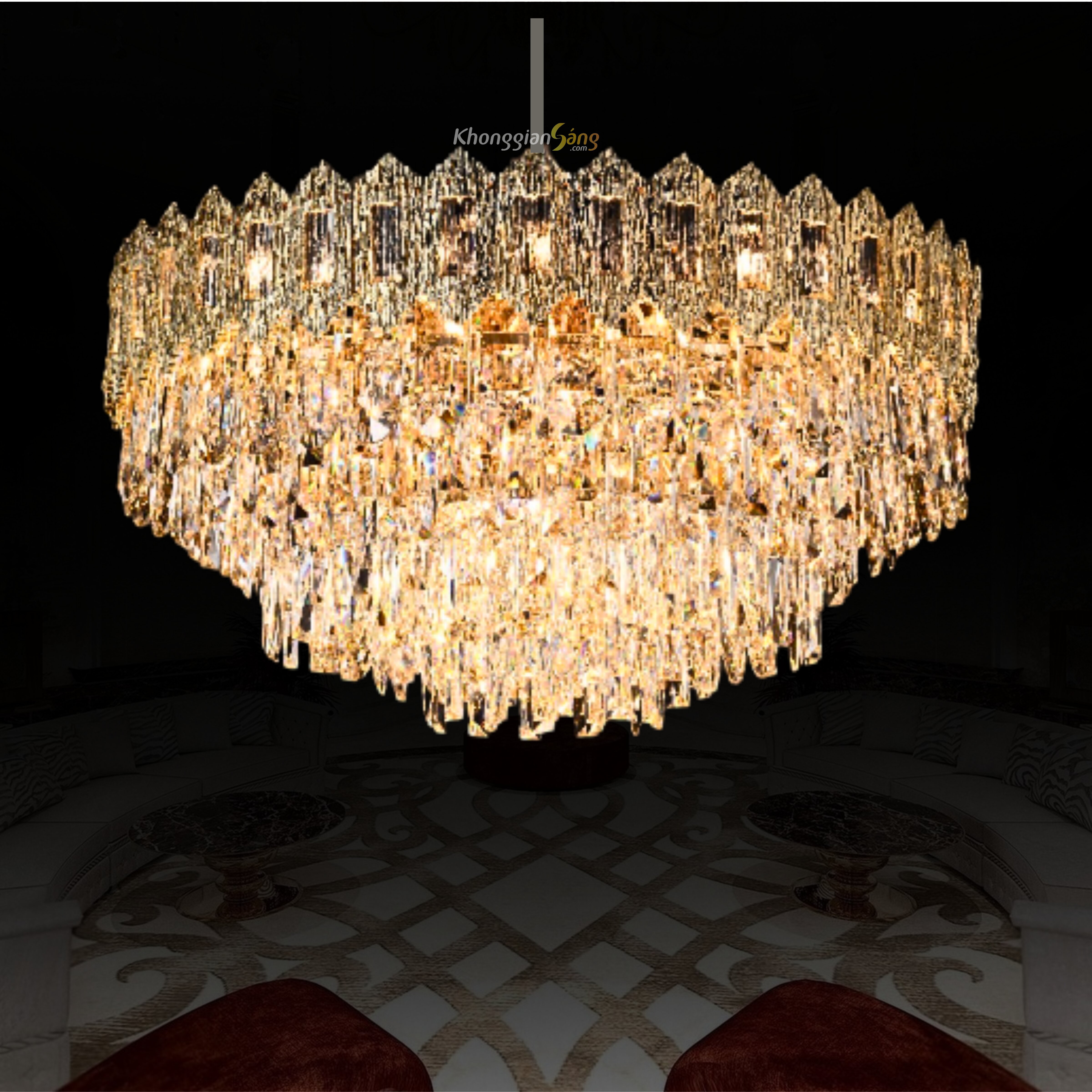 ĐÈN CHÙM PHA LÊ (D800mm x H450mm) TH-8601