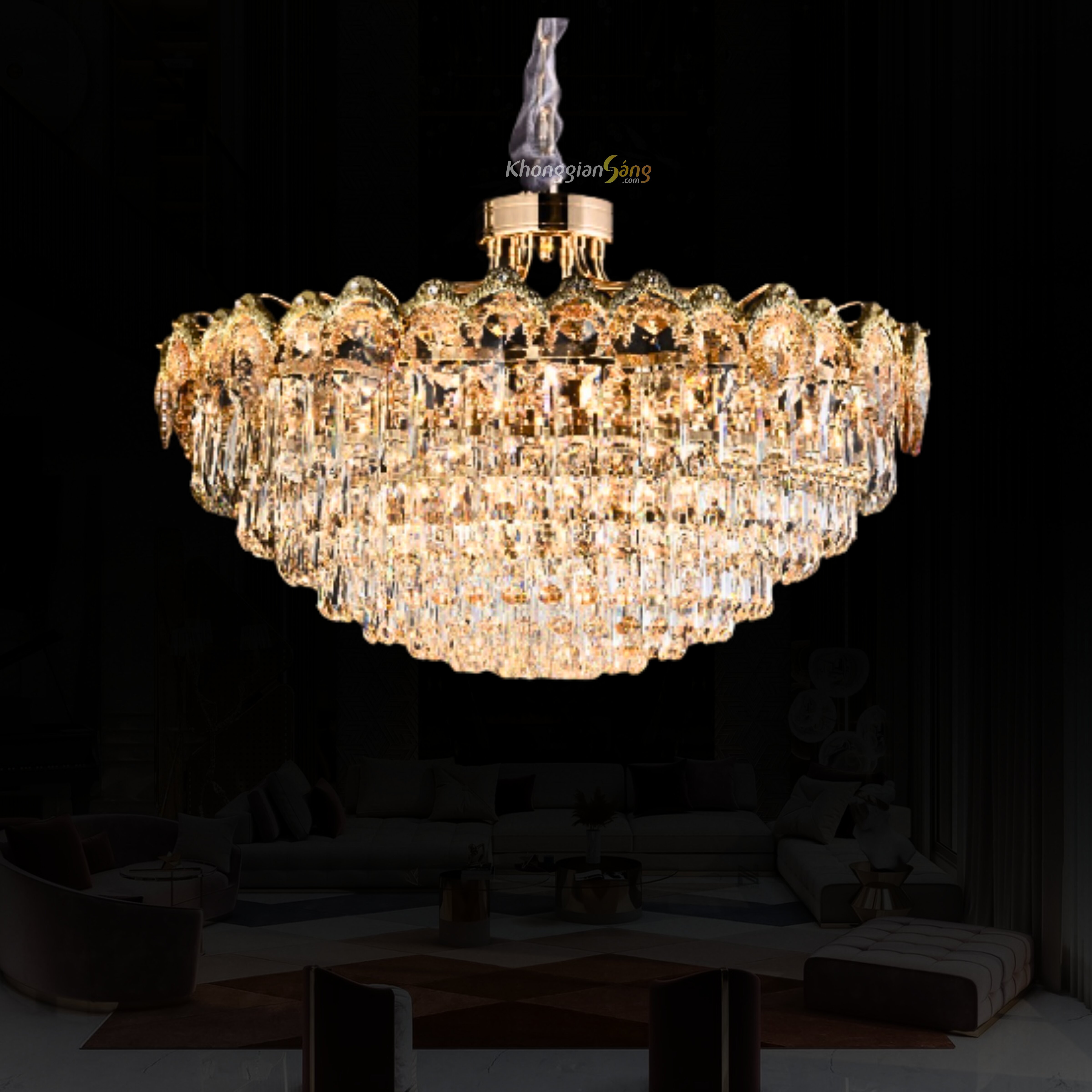 ĐÈN CHÙM PHA LÊ (D800mm x H500mm) TH-8604