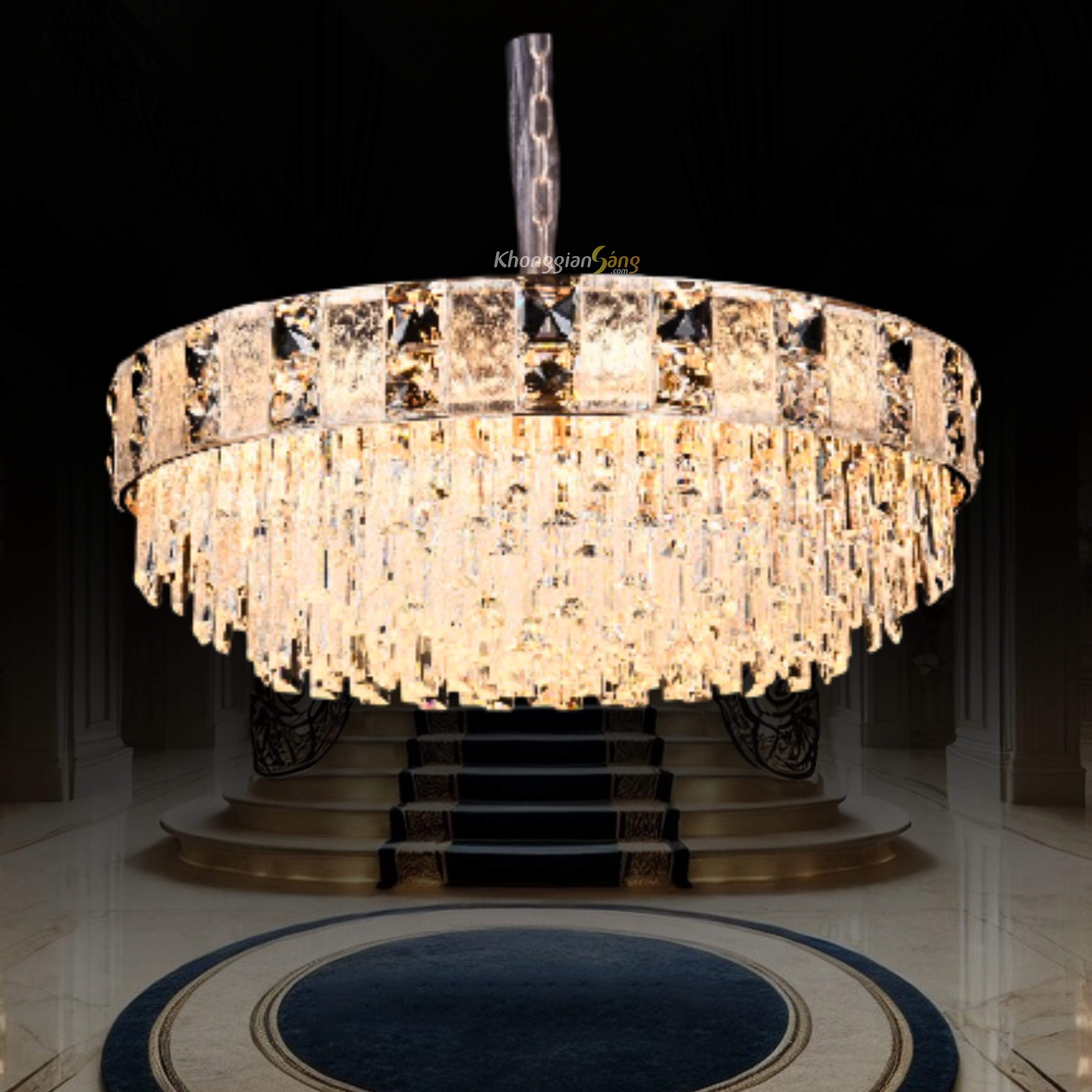 ĐÈN CHÙM PHA LÊ (D800mm x H250mm) TH-8608