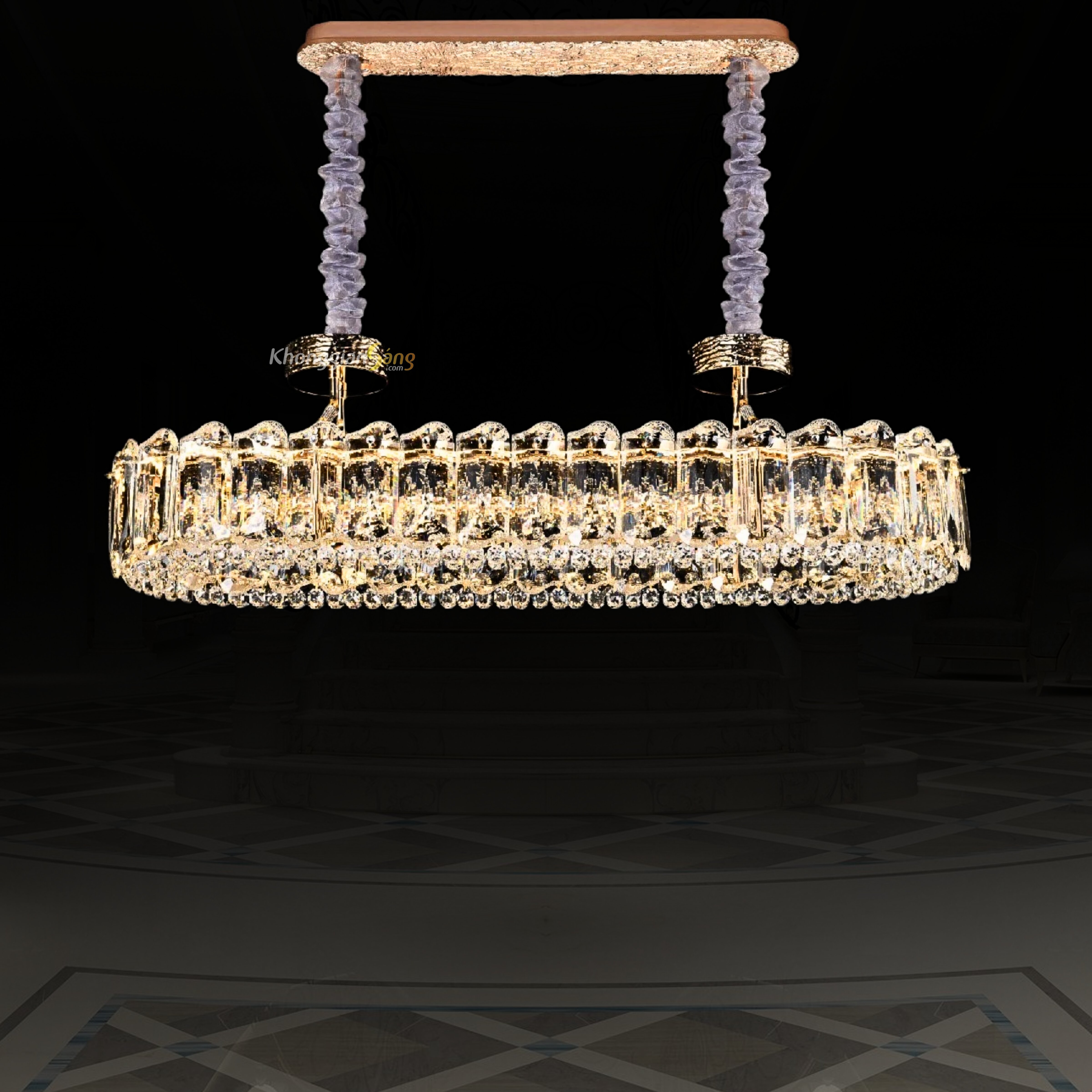 ĐÈN CHÙM PHA LÊ (N1000mm x R350mm) TH-8652