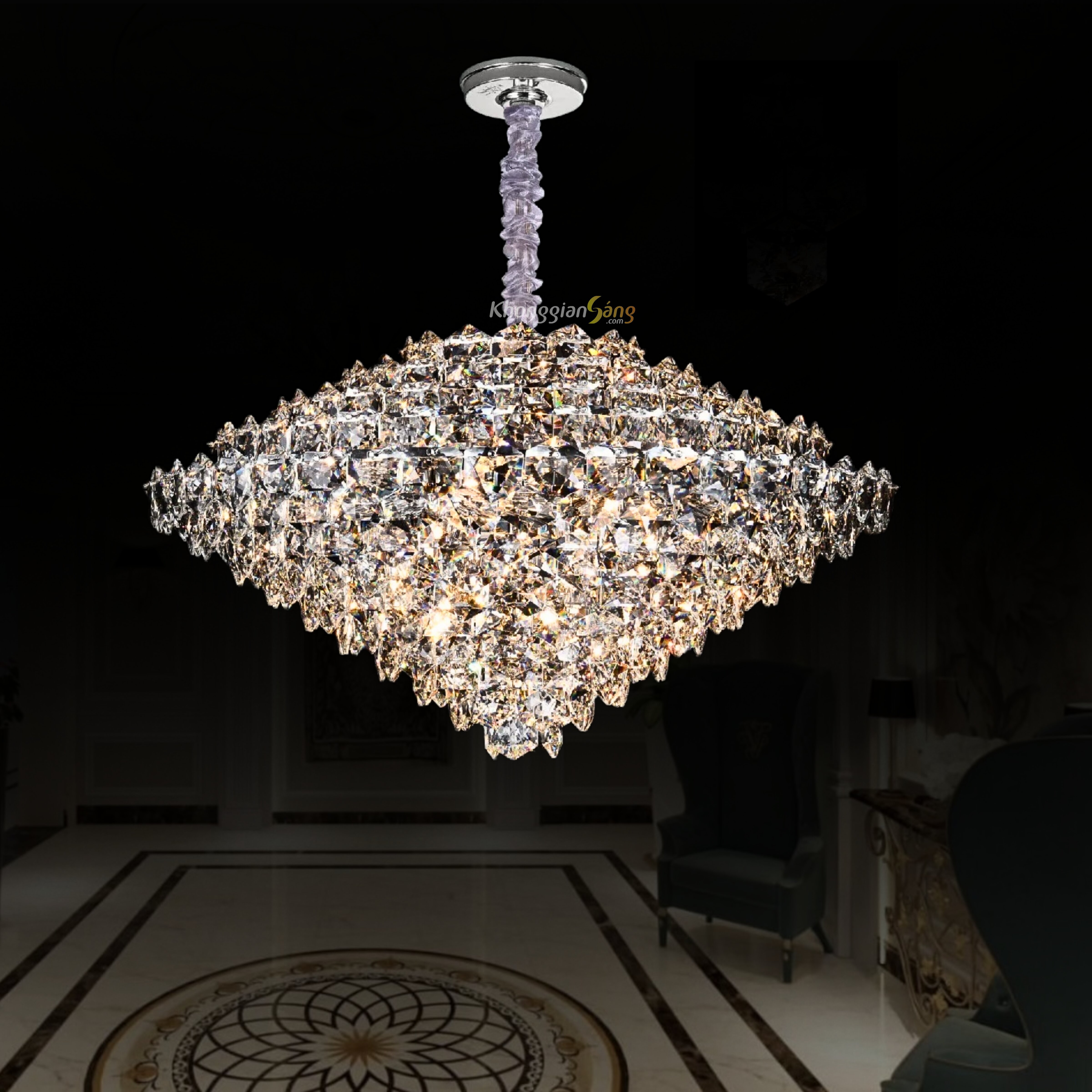 ĐÈN CHÙM PHA LÊ (D1000mm x H560mm) TH-8654