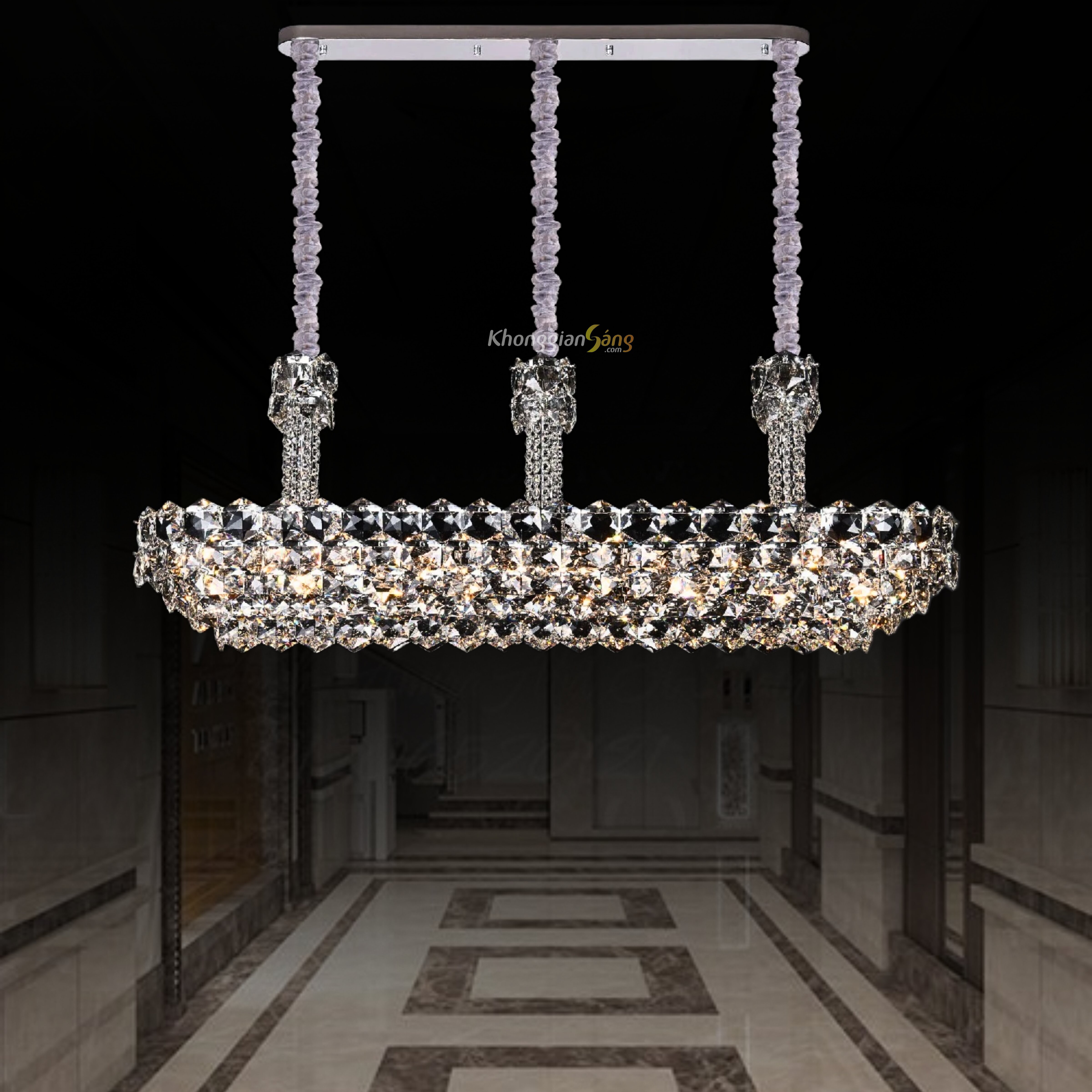 ĐÈN CHÙM PHA LÊ (N1500mm x R380mm x C550mm) TH-8656