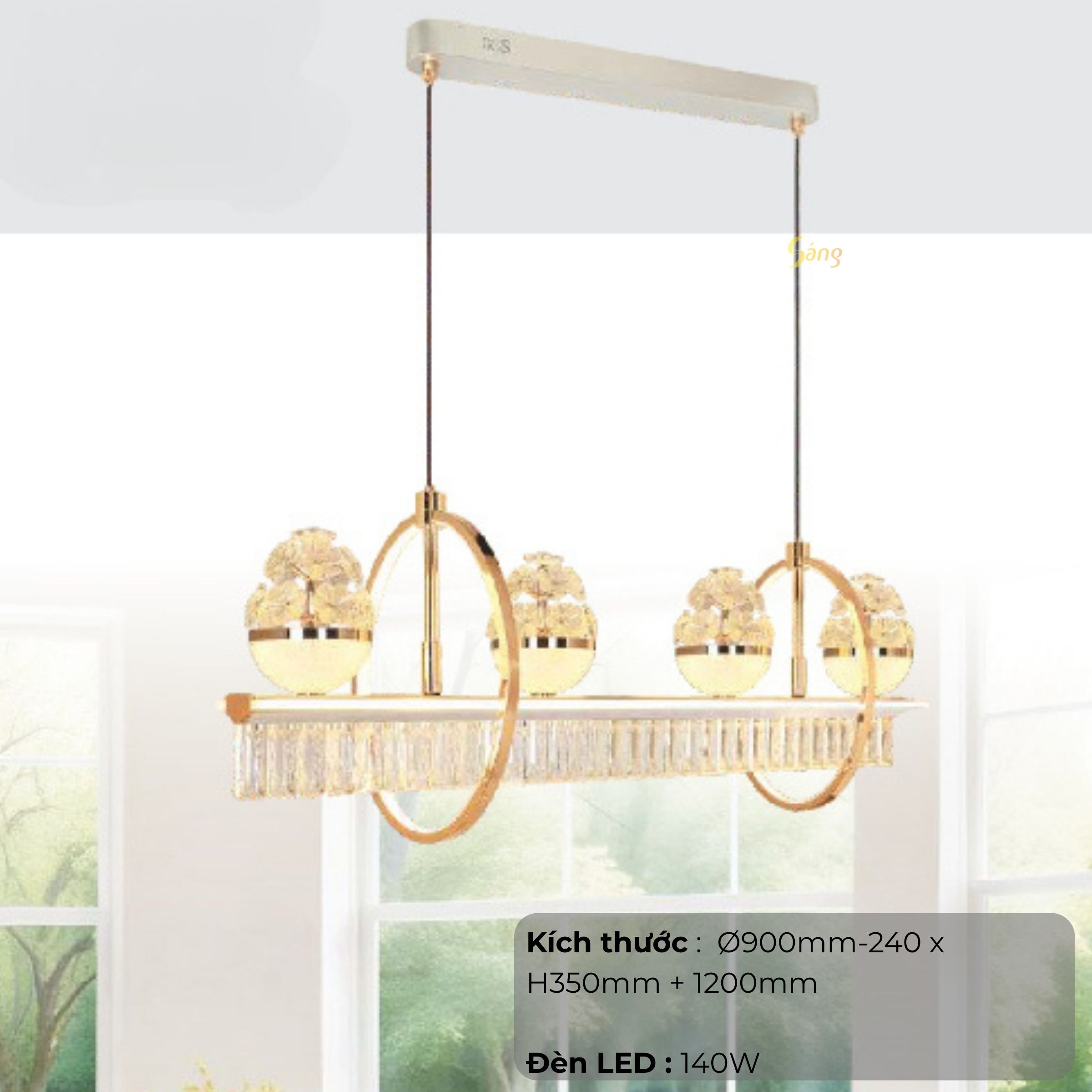 ĐÈN CHÙM THẢ (L900mm-240 x H350mm + 1200mm) NB 6090/4