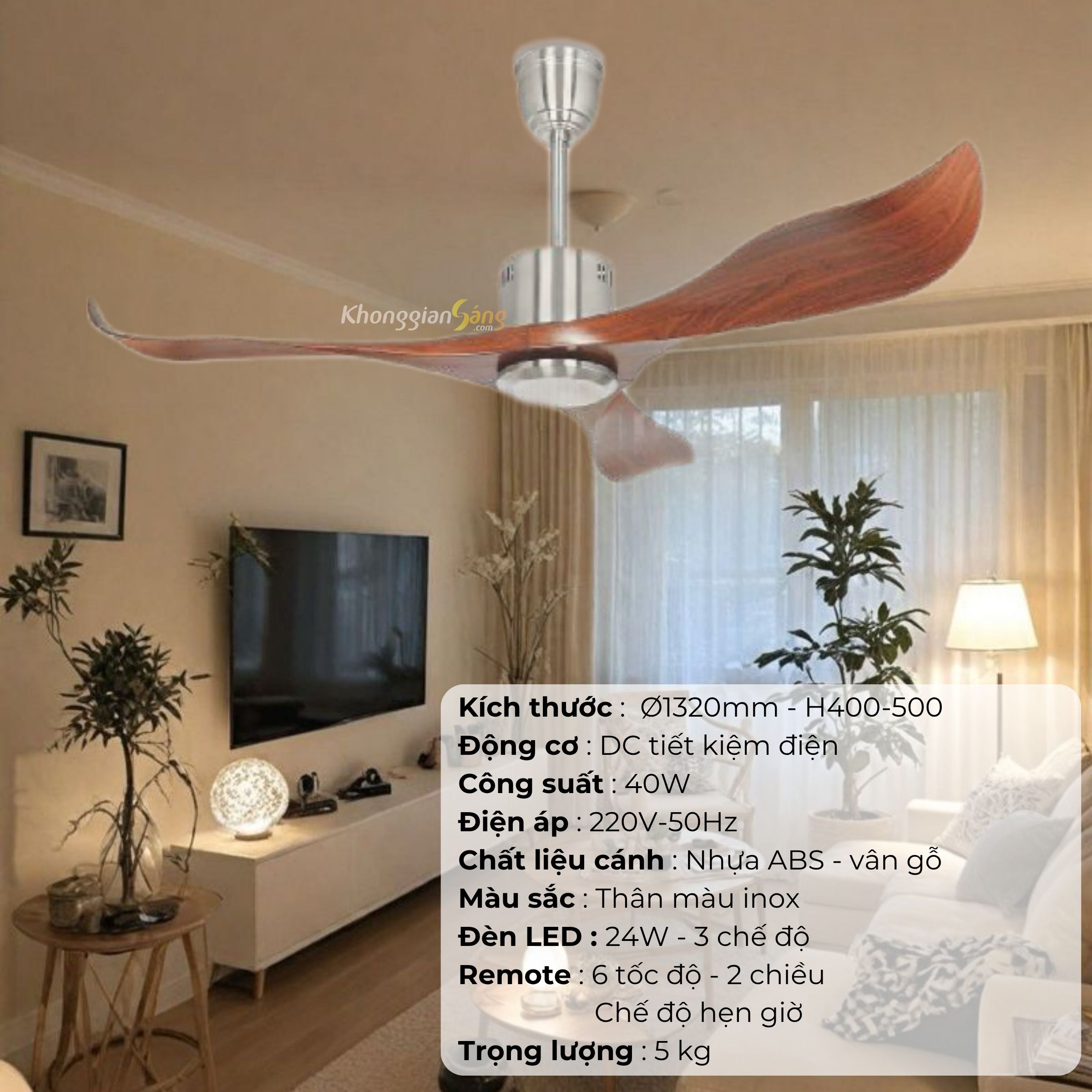 ĐÈN QUẠT CÁNH NHỰA  ABS (D1320mm - H400mm-500mm) NQ-148