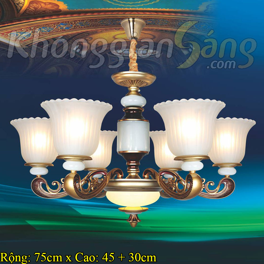 ĐÈN CHÙM CỔ ĐIỂN (PHI 750mm x H450mm) KGBC-1801/6