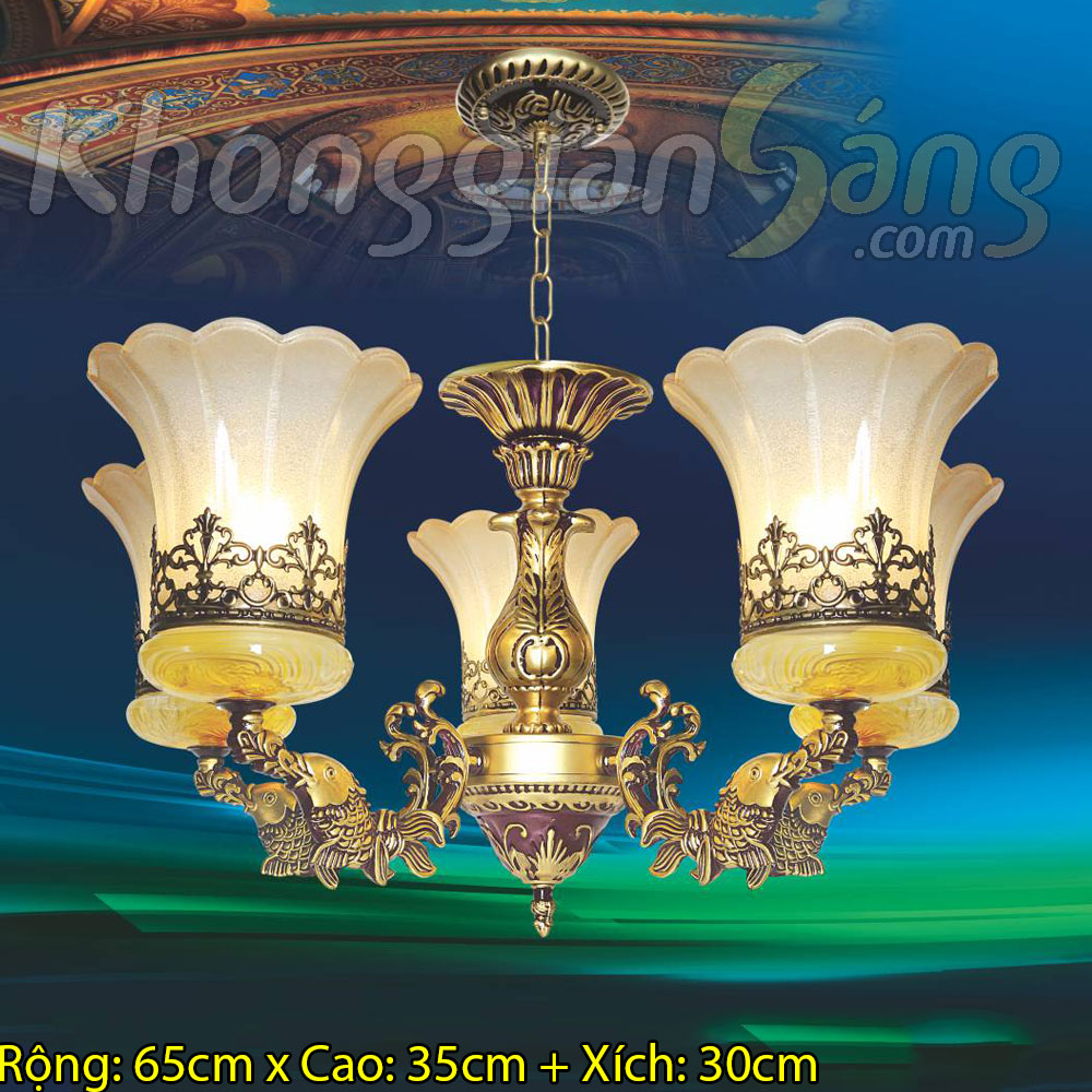 ĐÈN CHÙM CỔ ĐIỂN (PHI 650mm x H350mm) KGBC-6383/5
