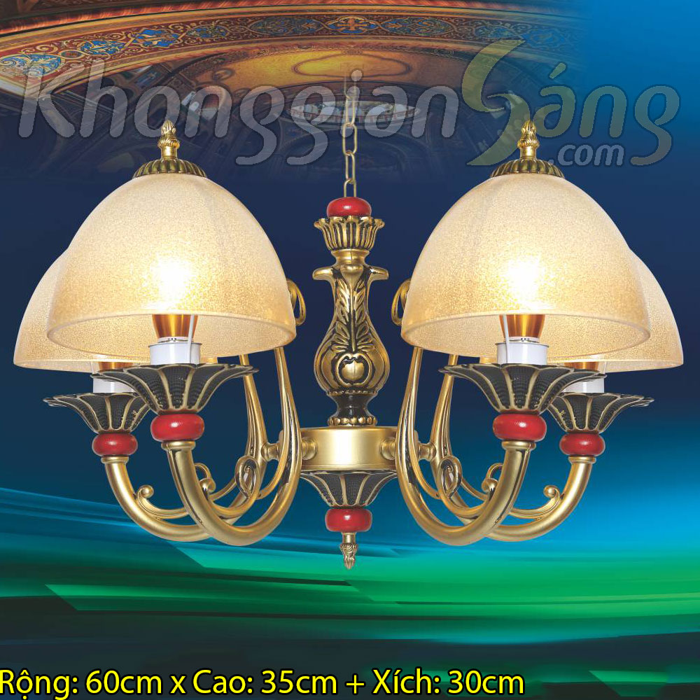 ĐÈN CHÙM CỔ ĐIỂN (PHI 600mm x H300mm) KGBC-6388/5